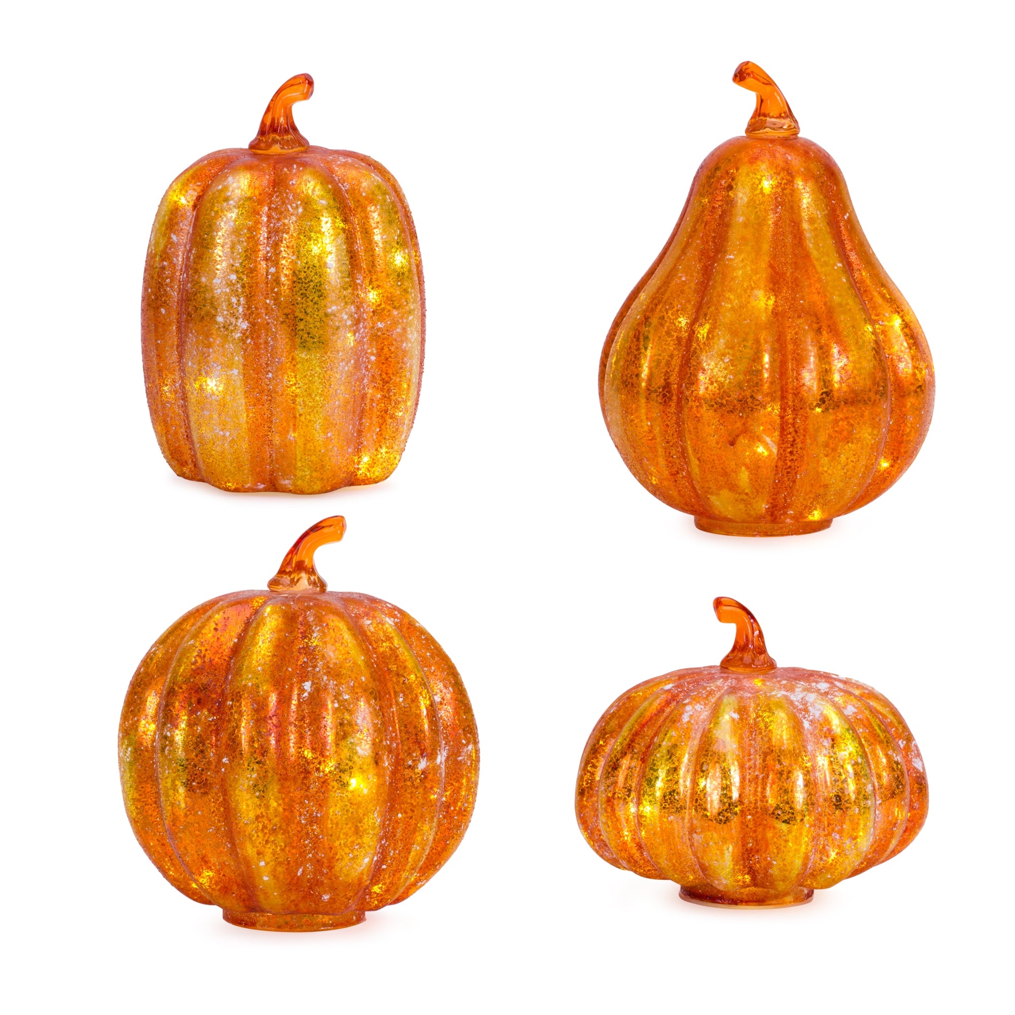 LED Lighted Mercury Glass Pumpkin Décor (Set of 4)