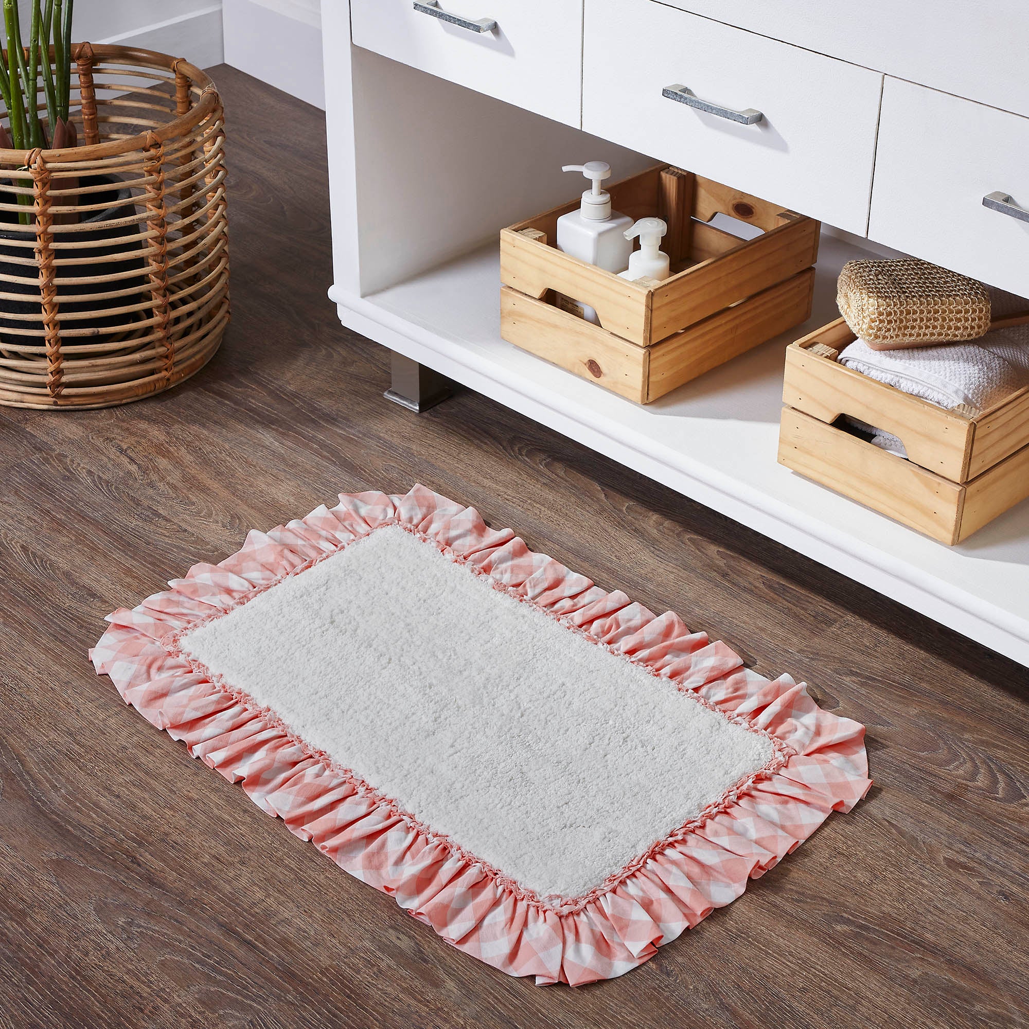 Annie Buffalo Coral Check Bathmat