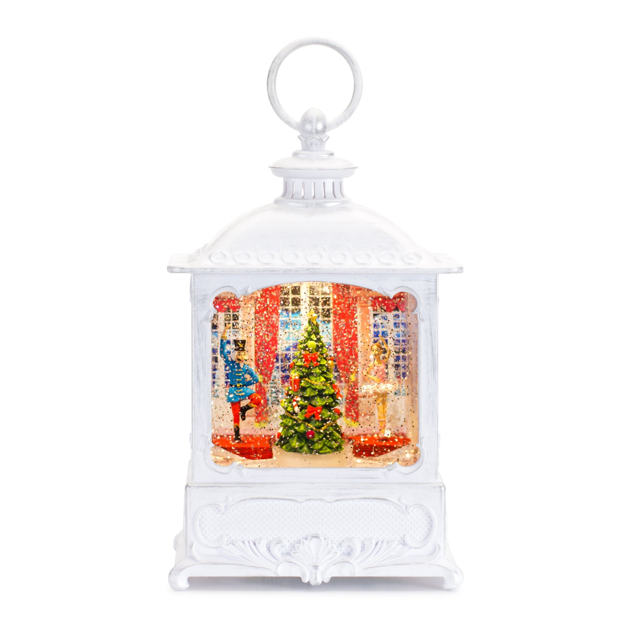 LED Snow Globe Lantern with Nutcracker Scene 10"H\
