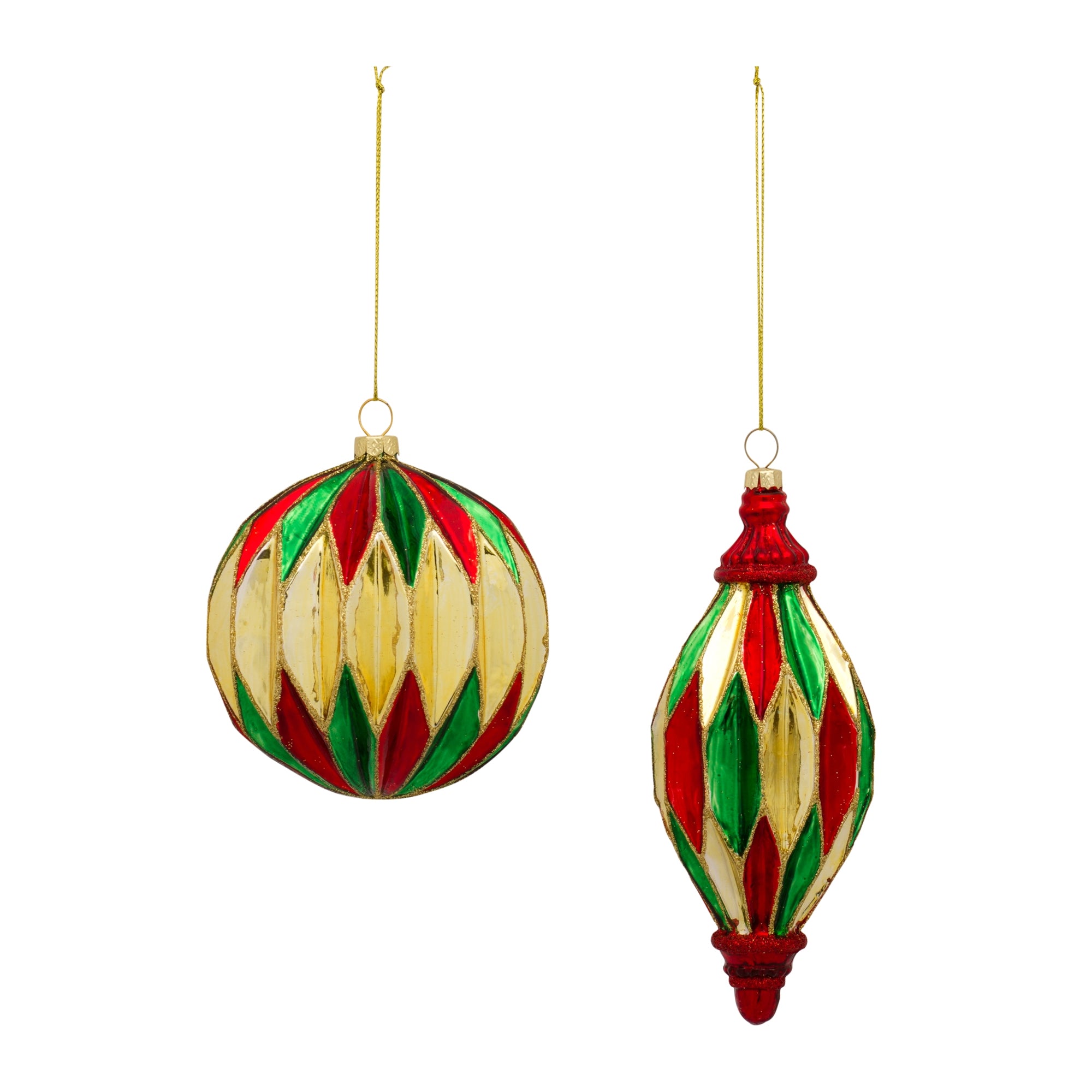 Ornament (2 Asst) 5"H, 6.5"H Glass