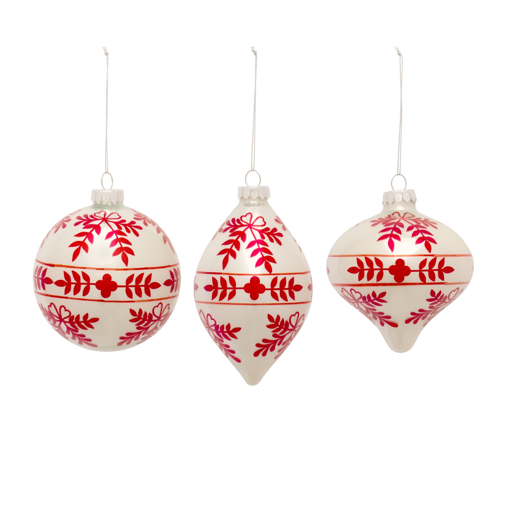 Ornament (3 Asst) 4.75"H, 4.75"H, 6"H Glass