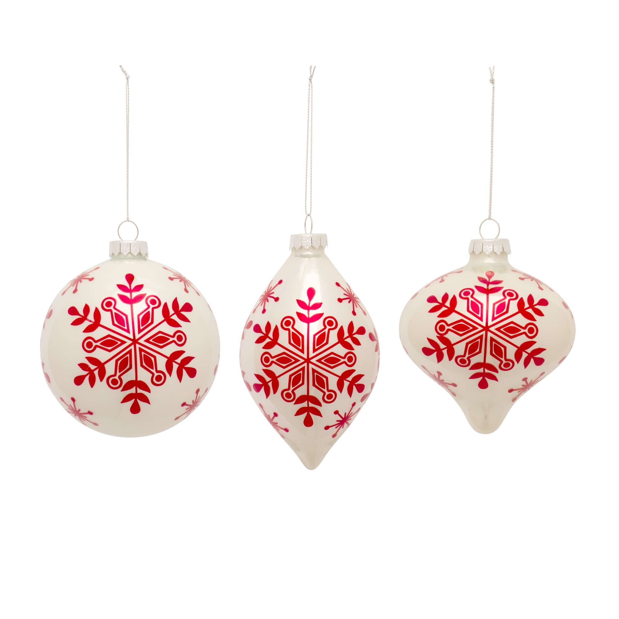 Ornament (3 Asst) 4.75"H, 4.75"H, 6"H Glass