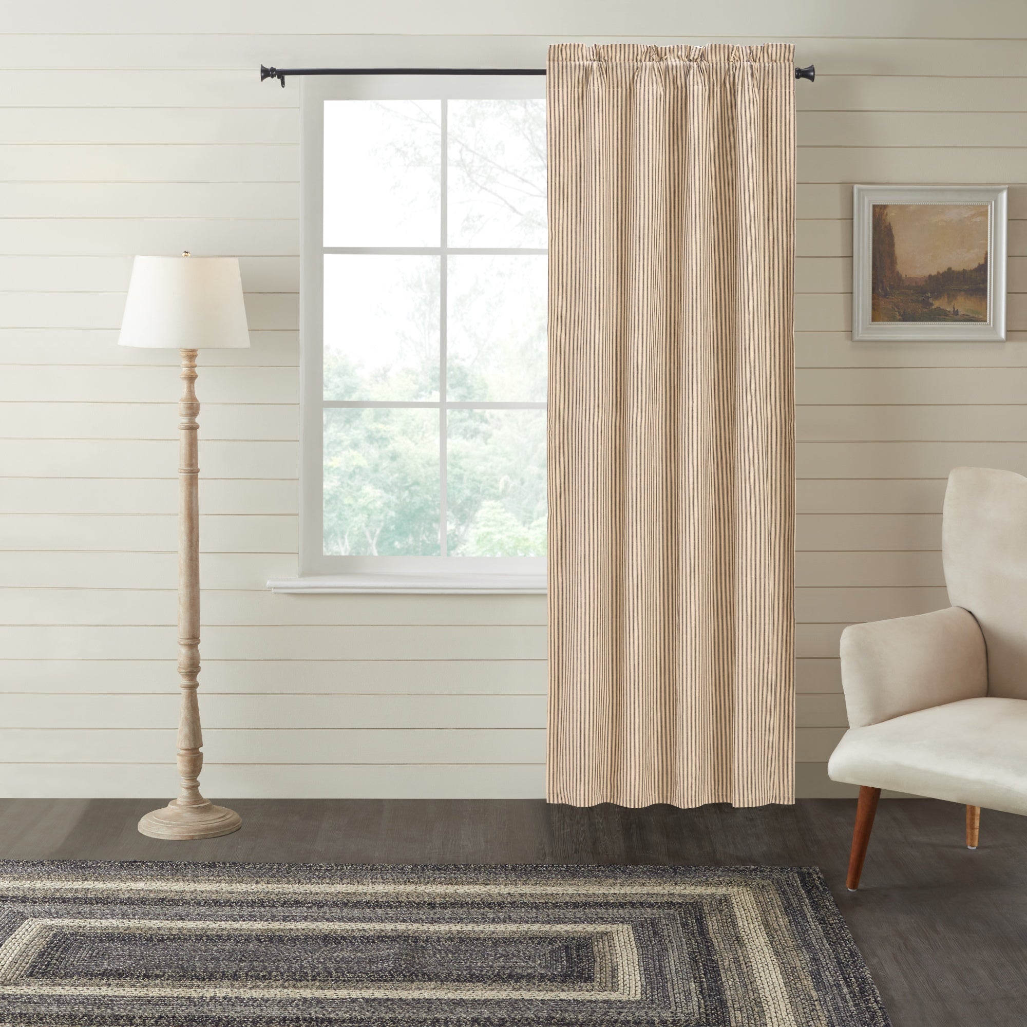 Sawyer Mill Charcoal Ticking Stripe Blackout Panel