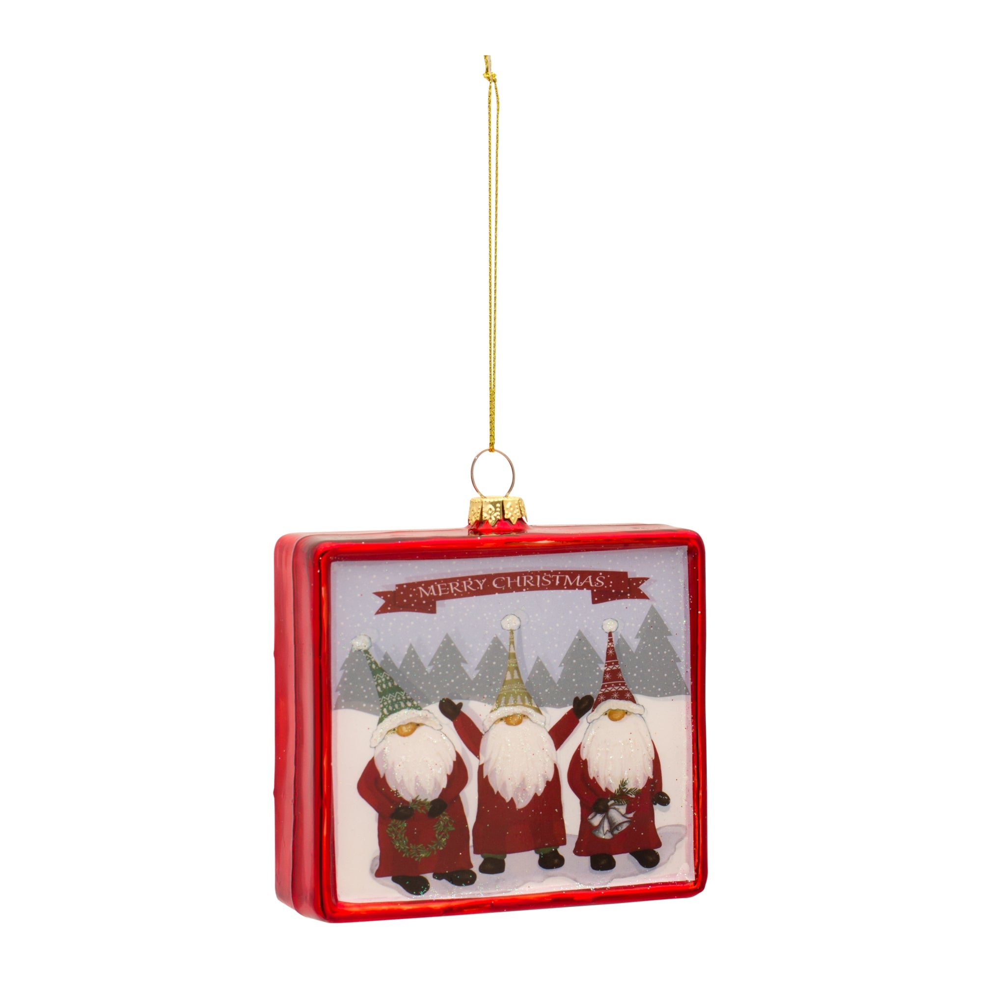 Gnome Ornament 3.75”H Glass