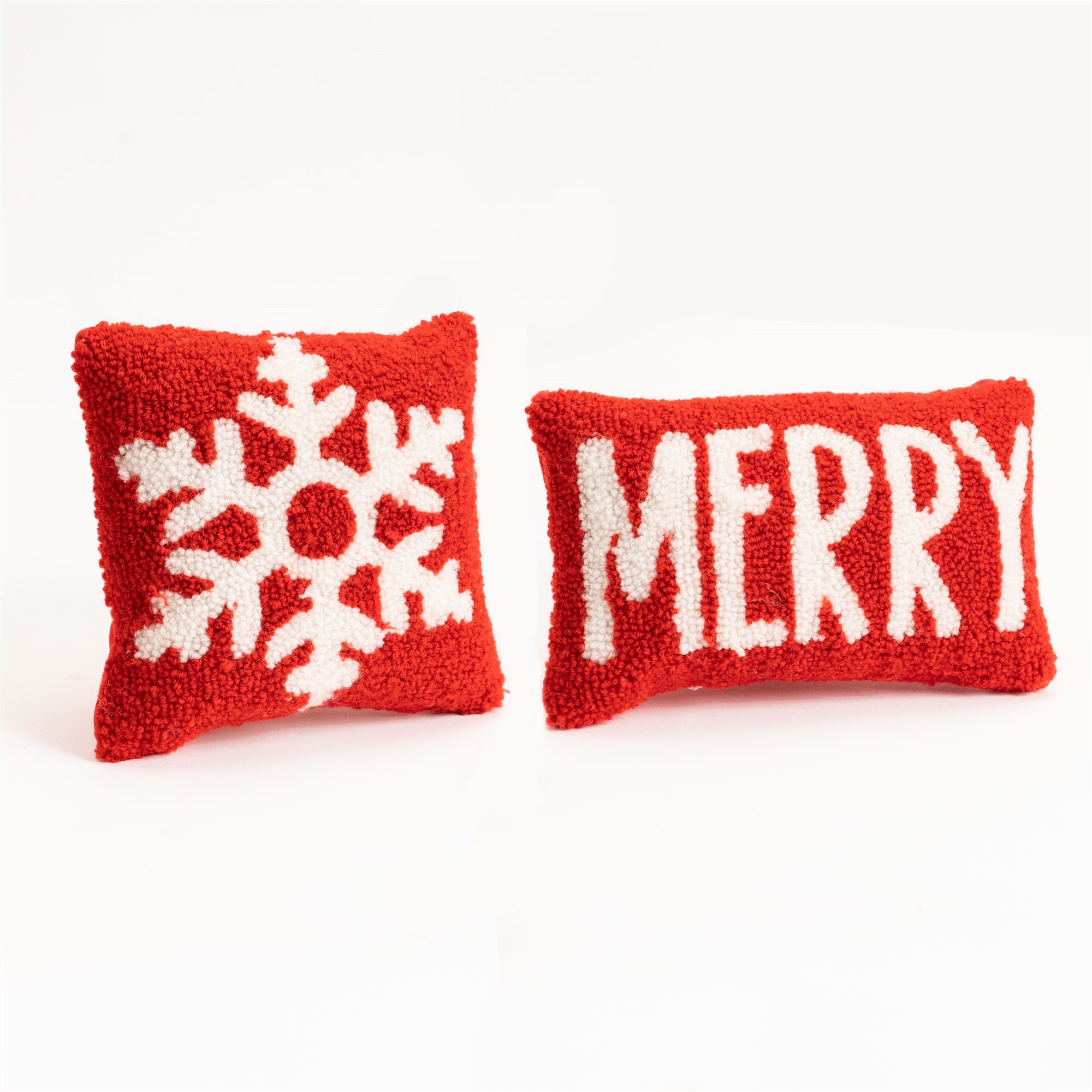 Snowflake and Merry Pillow (2 Asst) 15.5” SQ Polyester