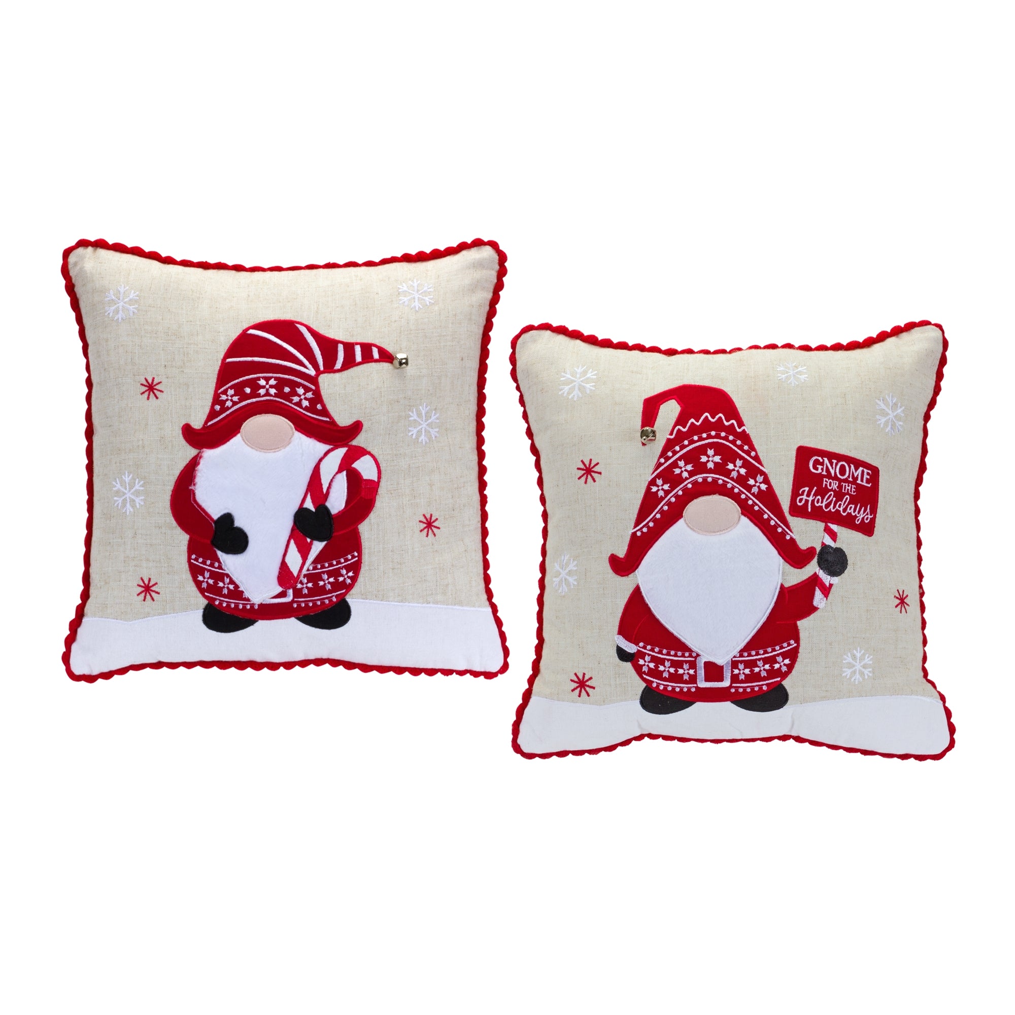 Gnome Holiday Pillow (2 Asst) 15”SQ Polyester