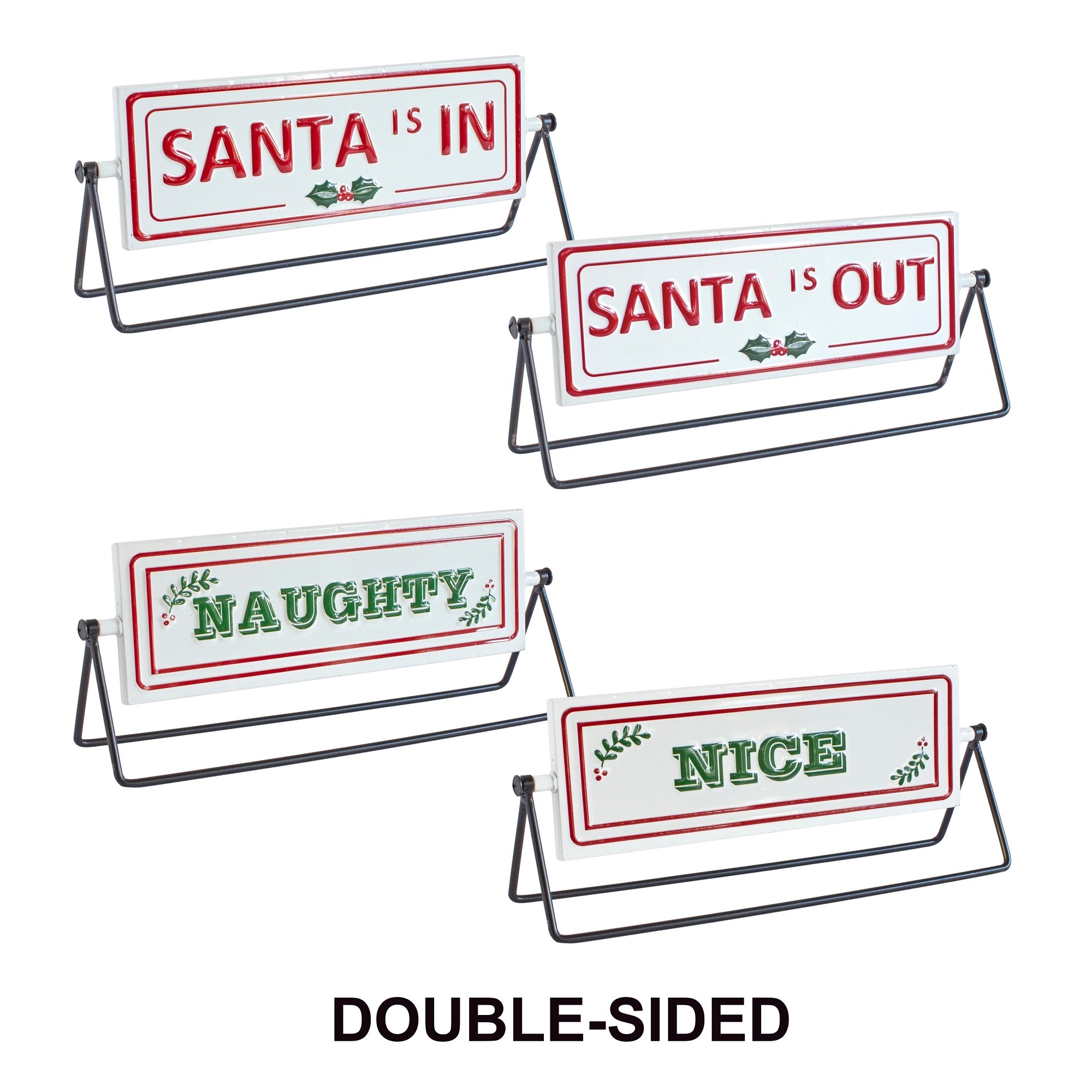 Reversable Santa Sign (2 Asst) 12.75"L x 4.75"H Iron