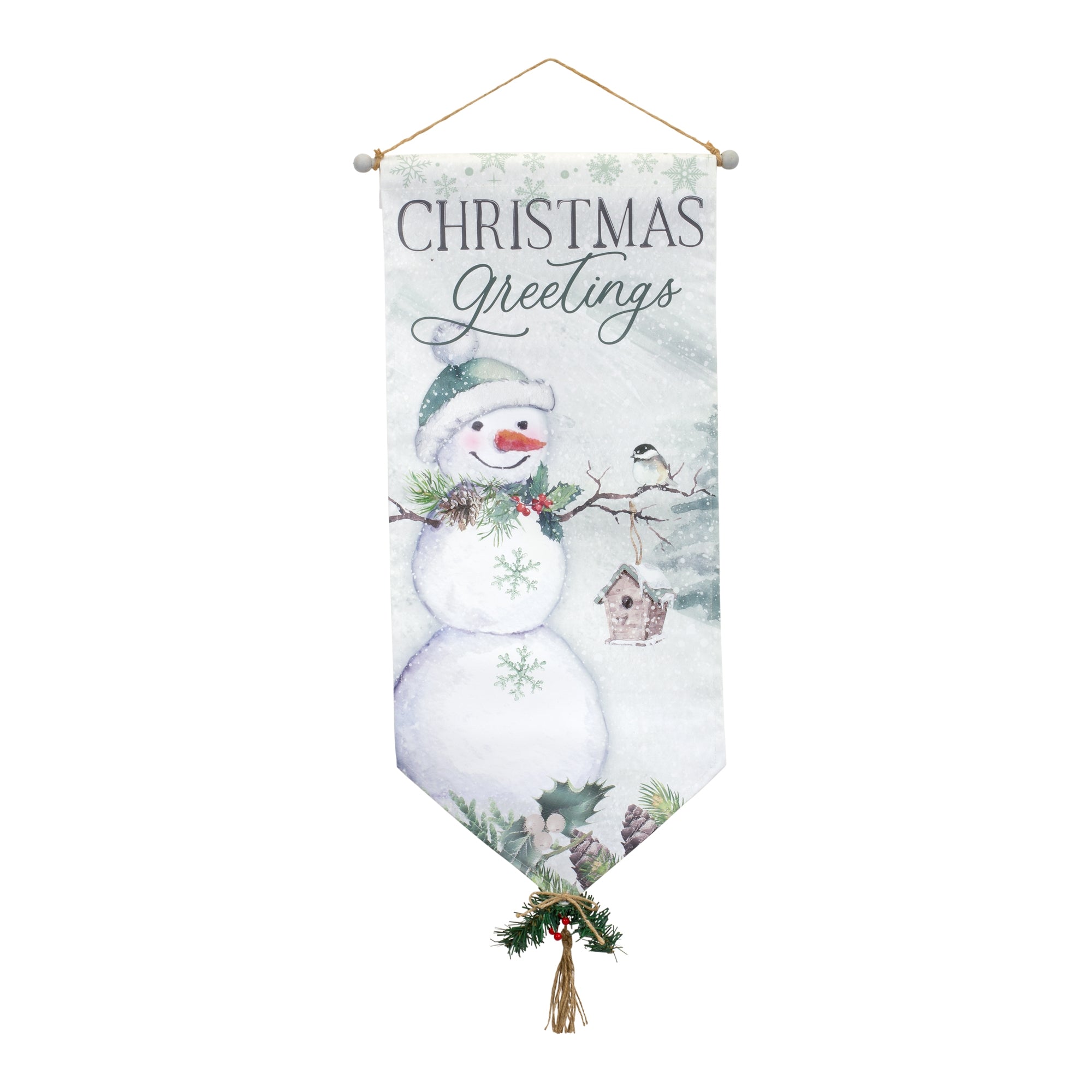 Christmas Greetings Banner 33.5"L x 14.75"W Canvas