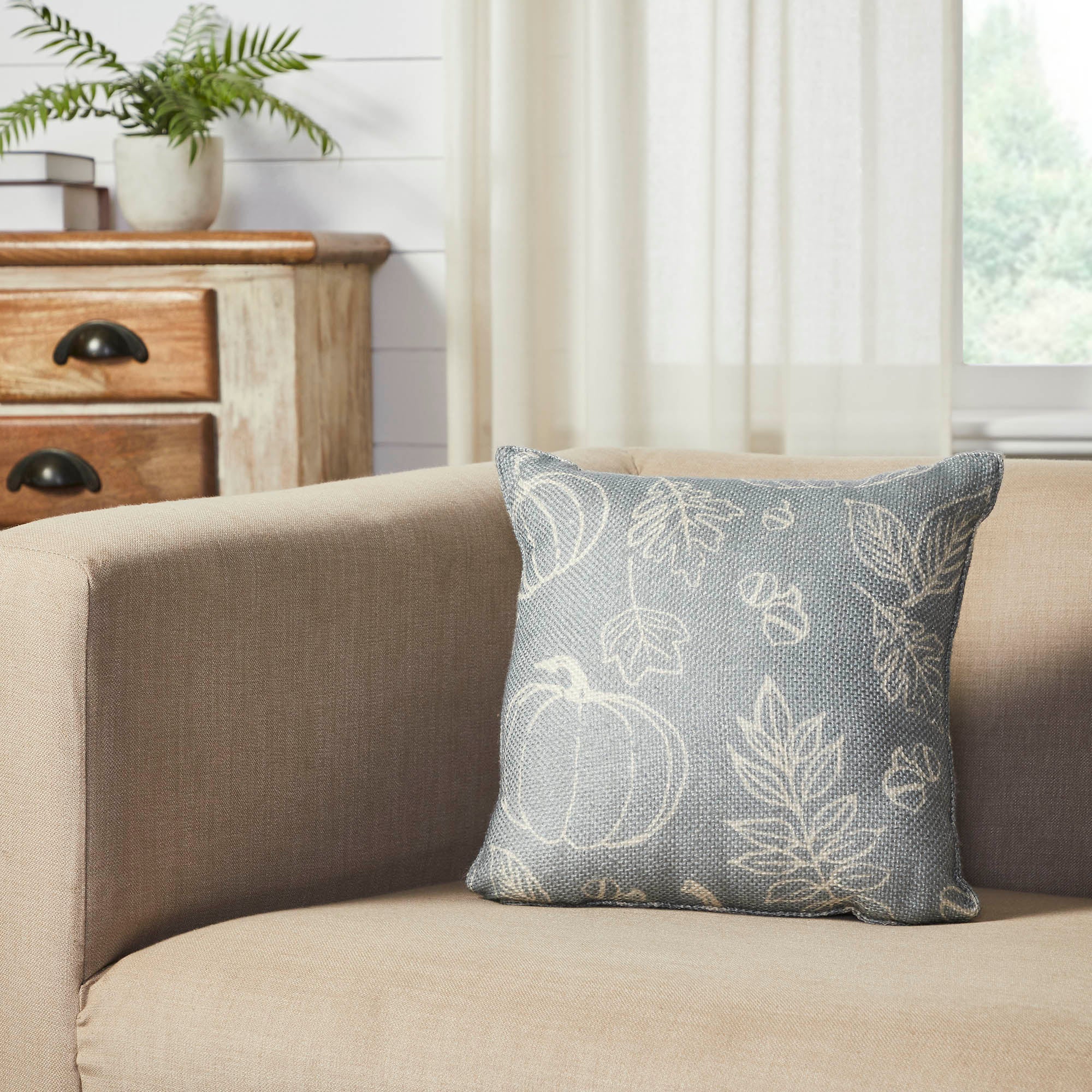 Autumn Fall Silhouette Pumpkin Grey Decorative Throw Pillow, Home Accent