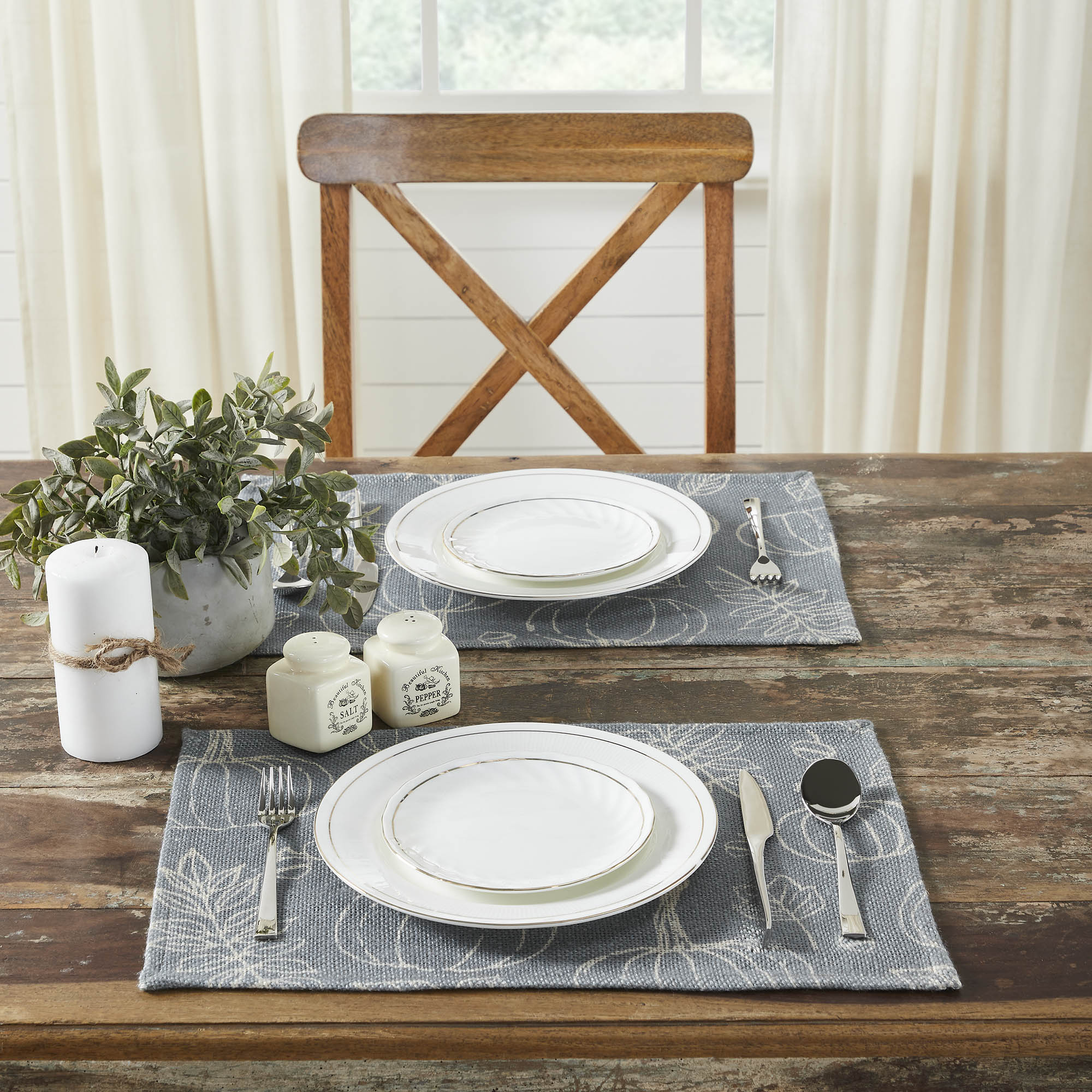 Farmhouse Fall Harvest Grey Cotton Pumpkin Silhouette Placemat Set of 2 ( inch) Autumn Thanksgiving Dining Table Decor