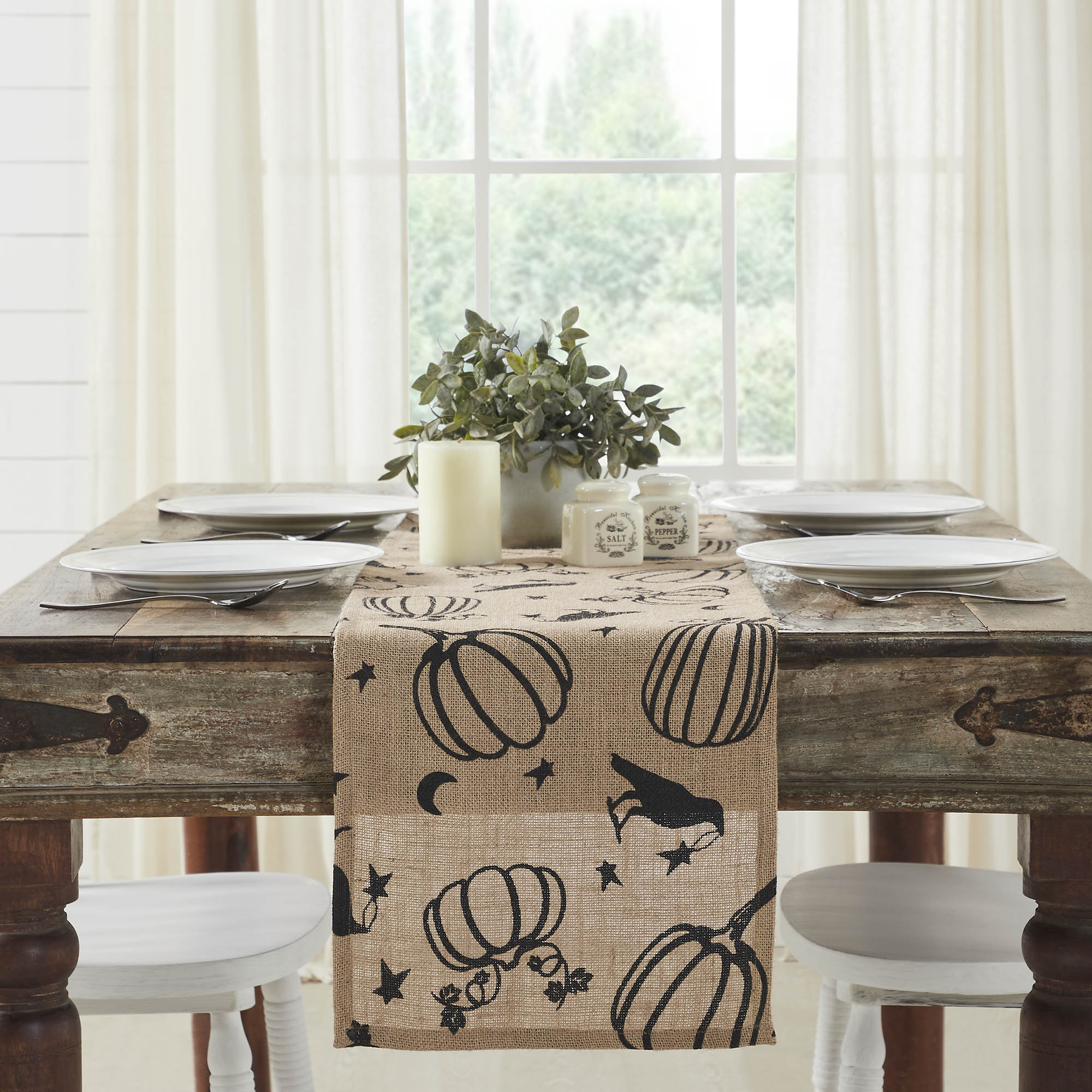 Raven Harvest Rustic Farmhouse Natural Burlap Jute Table Runner 12x48 Woven Home Decor