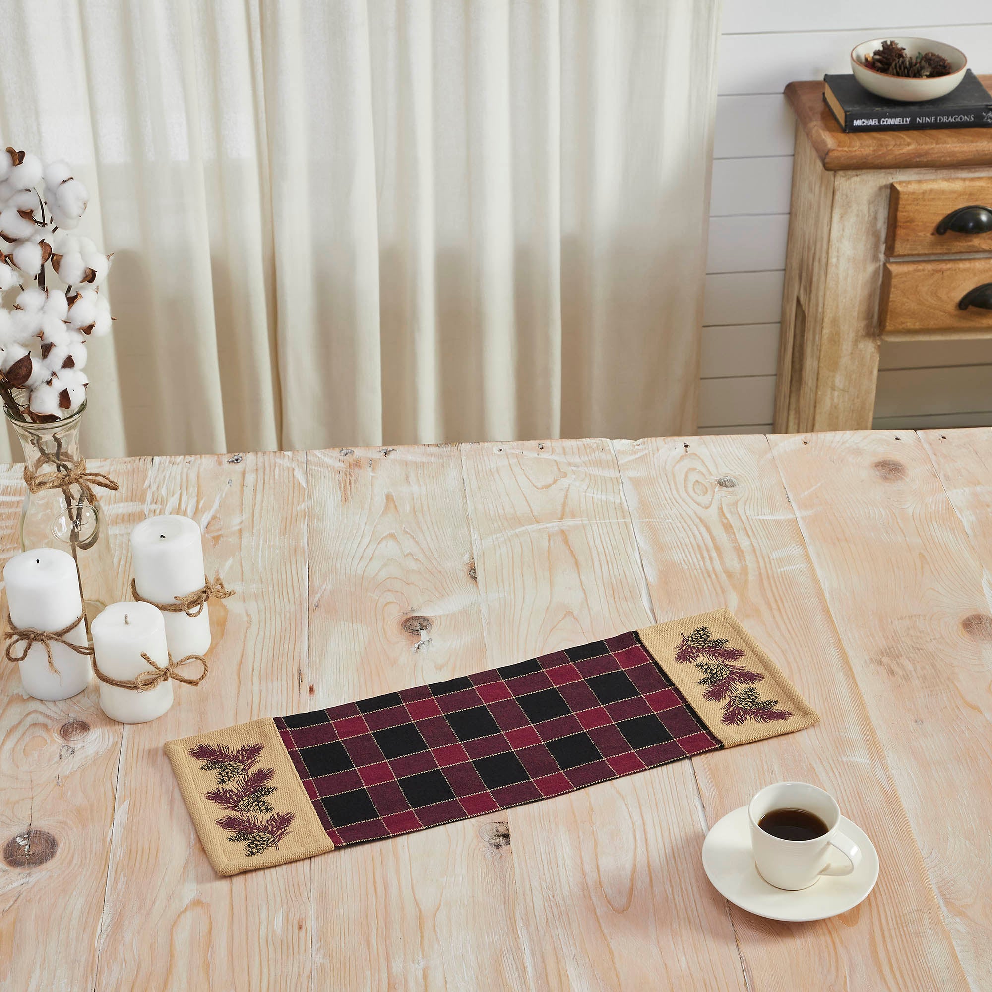 Connell Rustic Pinecone Table Runner Inch Lodge Cabin Woodland Dining Decor