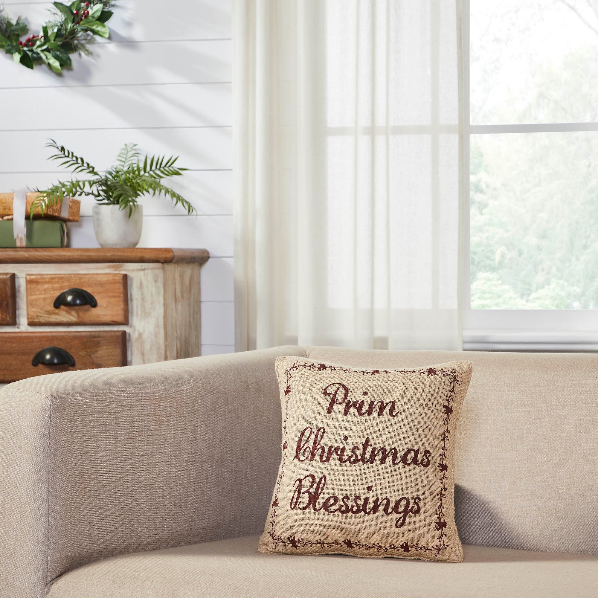 Gable Prim Christmas Blessings Pillow