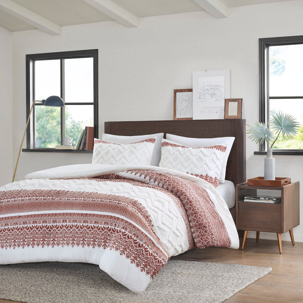 Mila Cotton Printed Duvet Cover Set with Trims