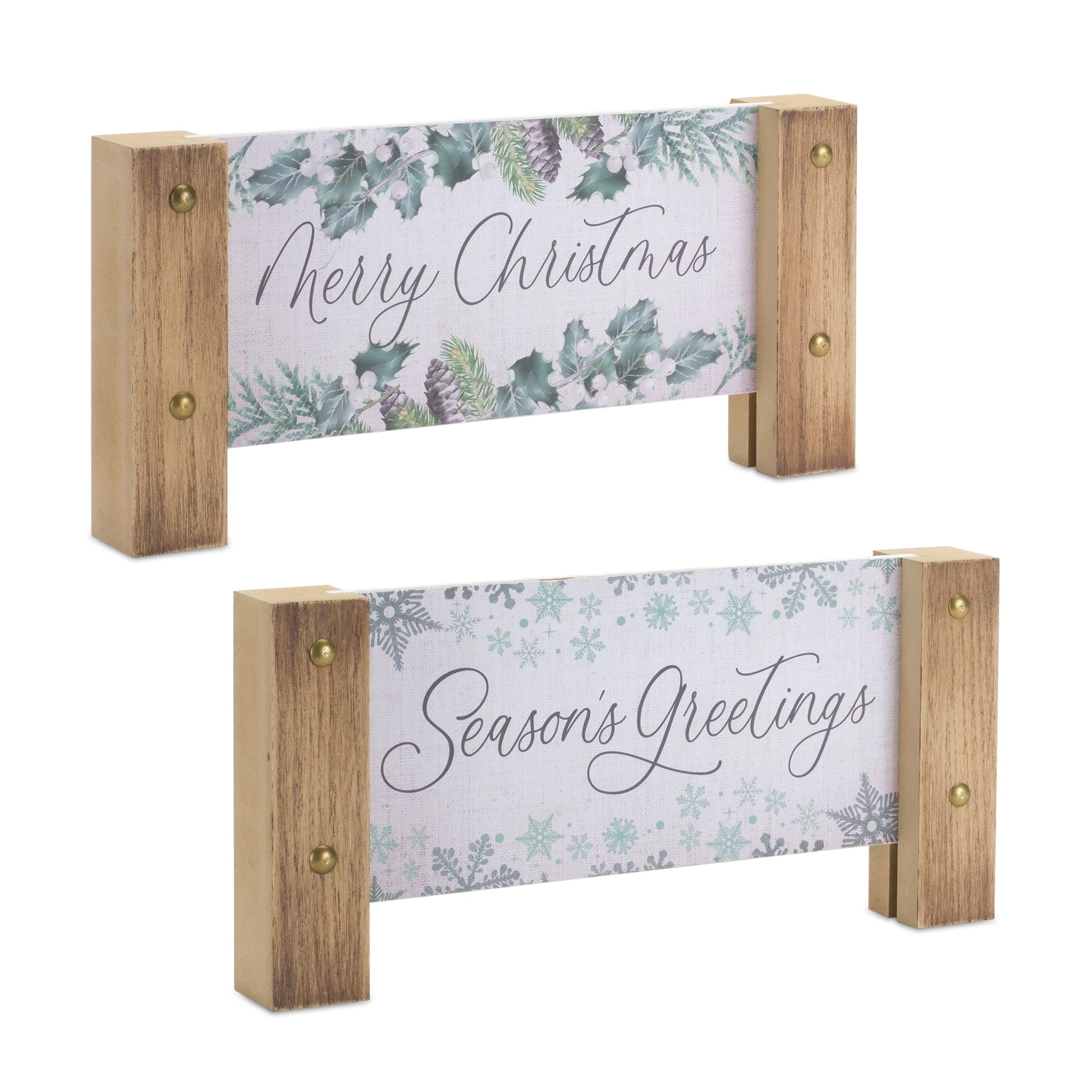 Holiday Plaque (2 Asst) 10.5"L x 5"H Wood