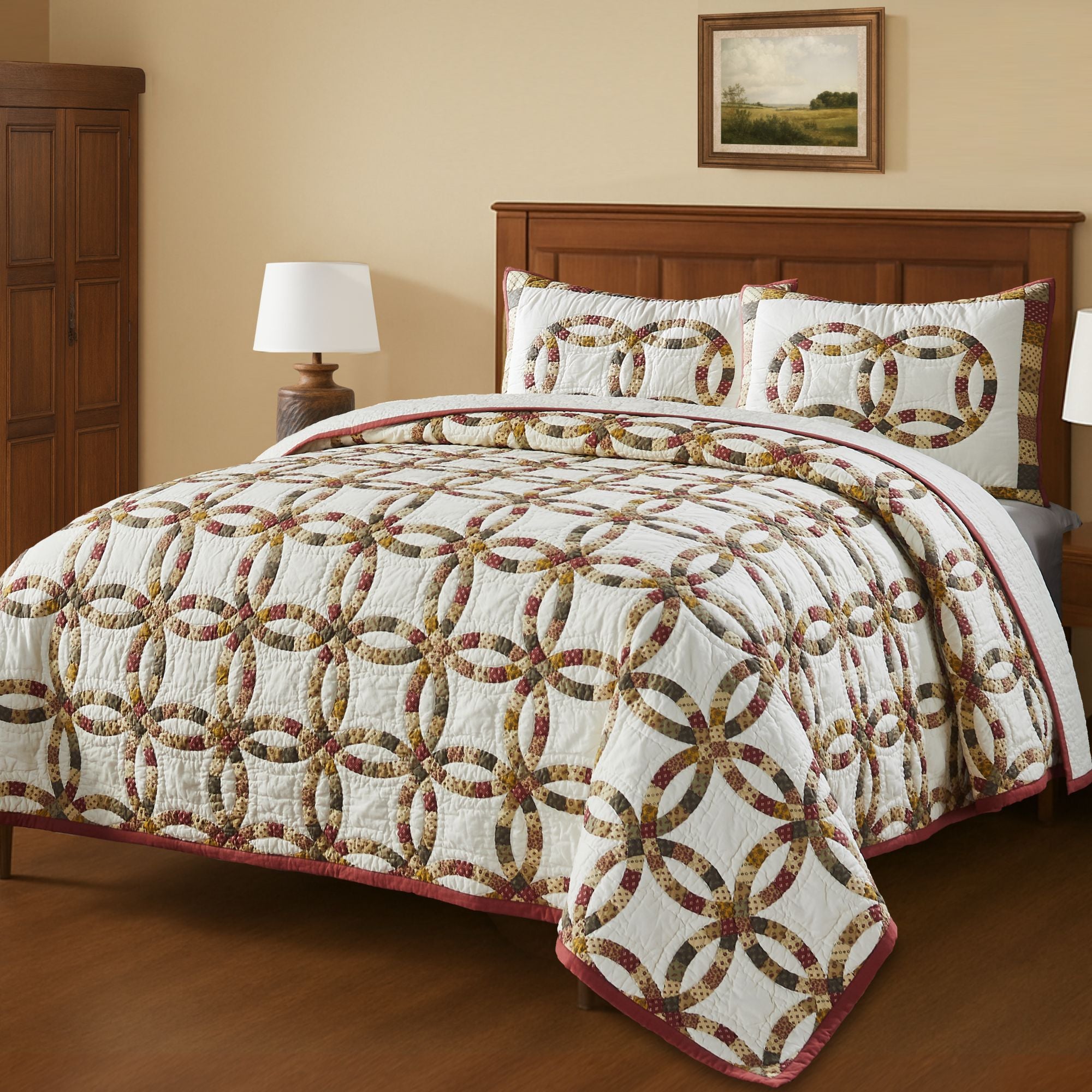 Custom House Wedding Rings Queen Quilt Set; 1-Quilt 94Wx94L w/2 Shams 21x27
