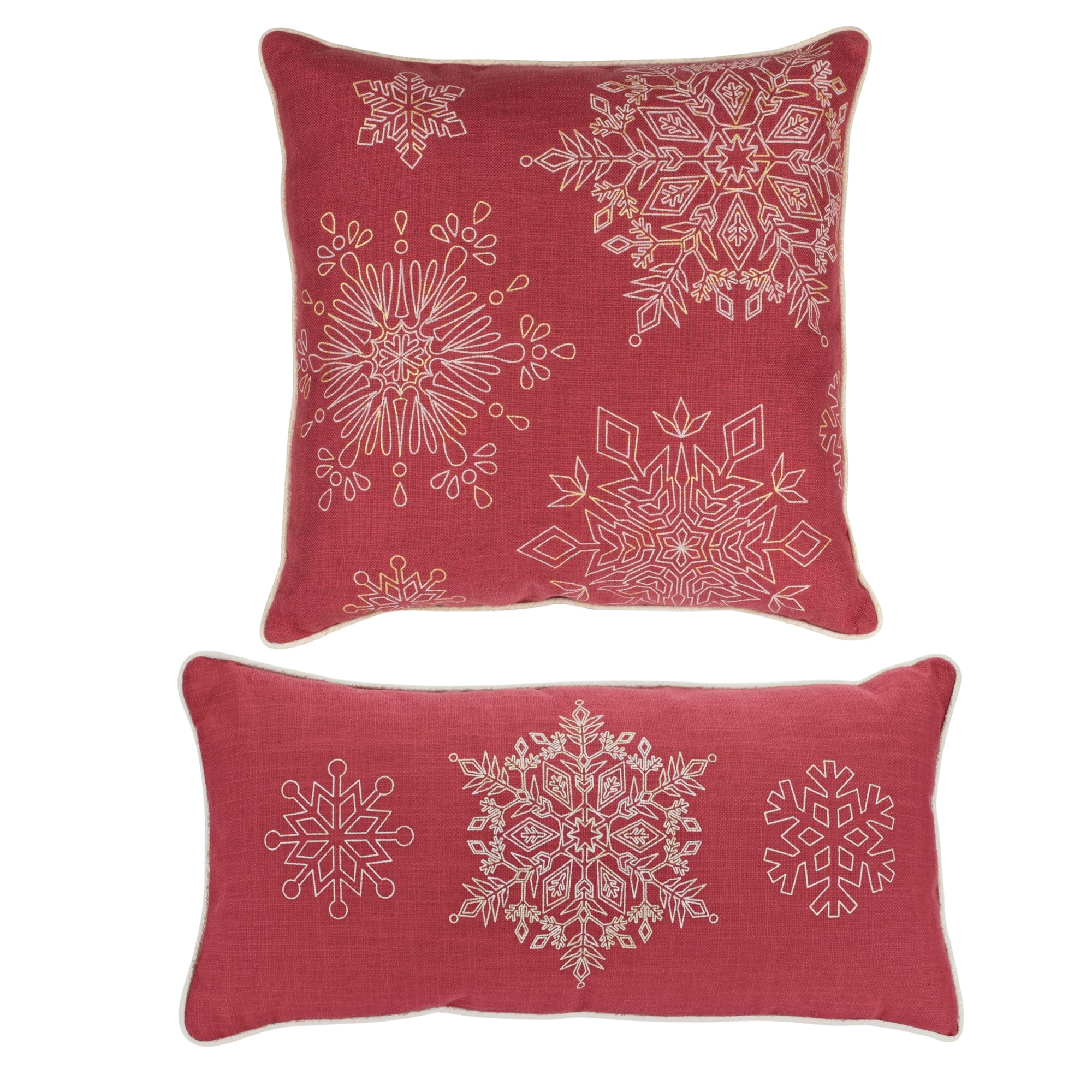 Snowflake Pillow (2 Asst) 17"SQ, 19"L x 9"H Polyester
