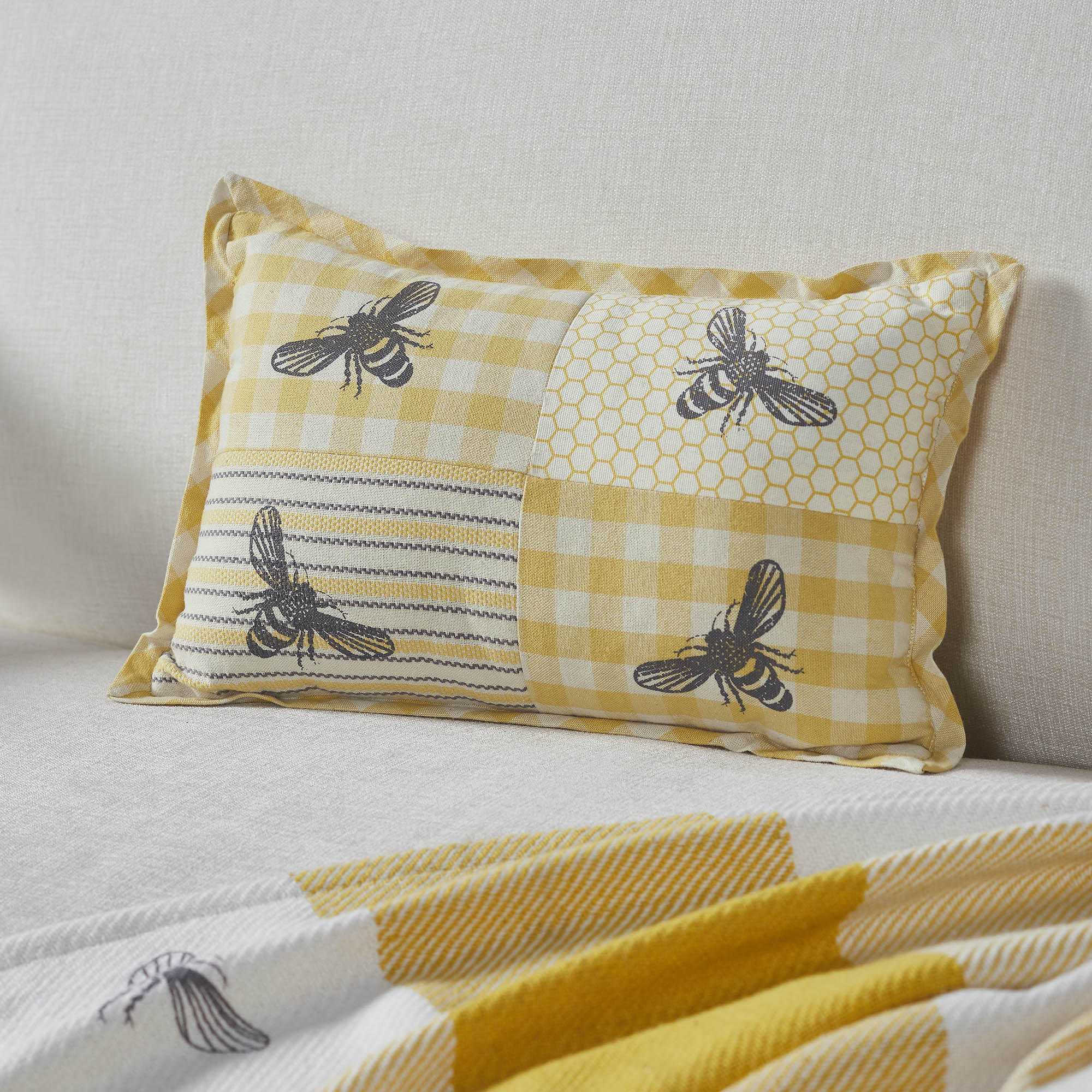 Buzzy Bees Patchwork Bee Pillow