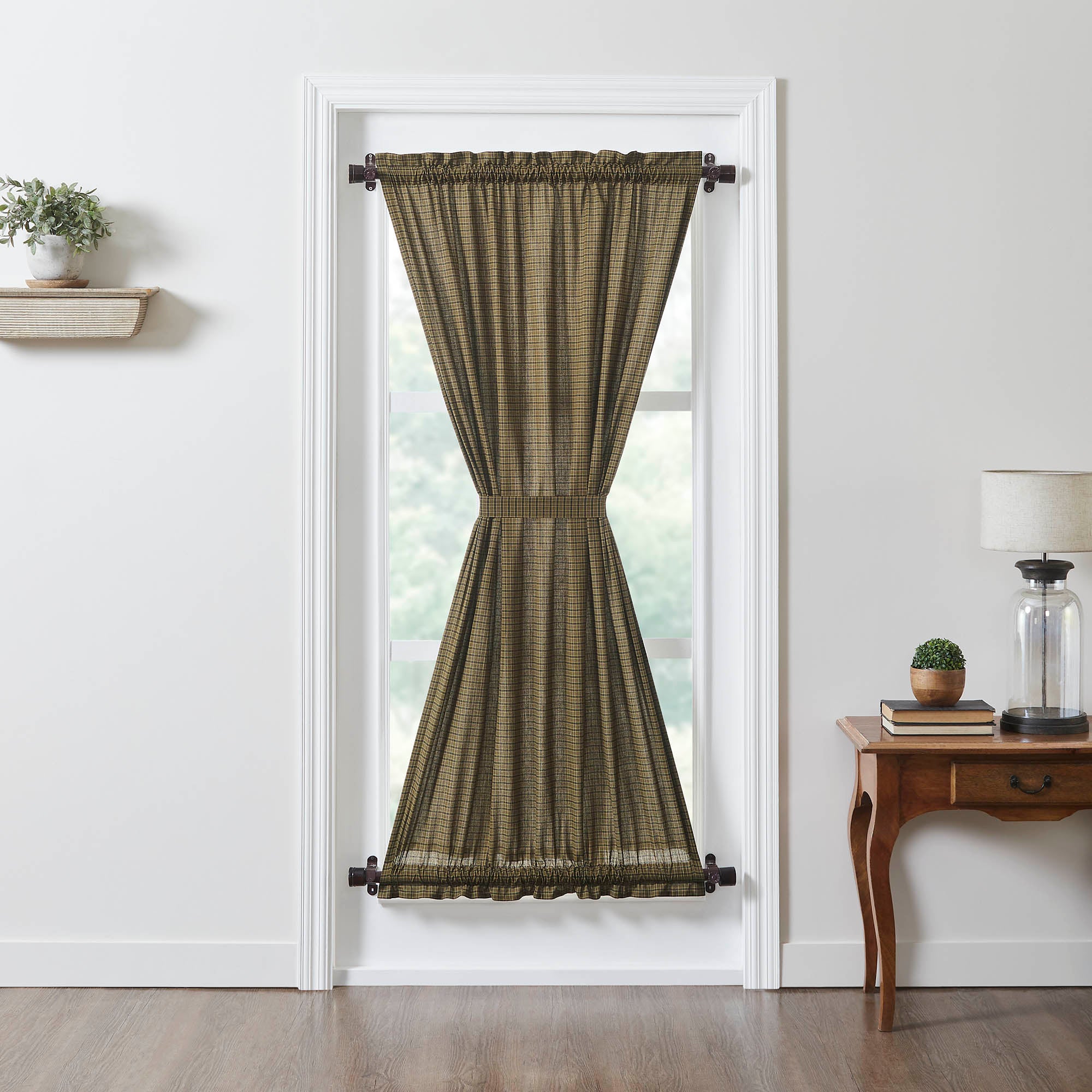 Tea Cabin Green Plaid Door Panel