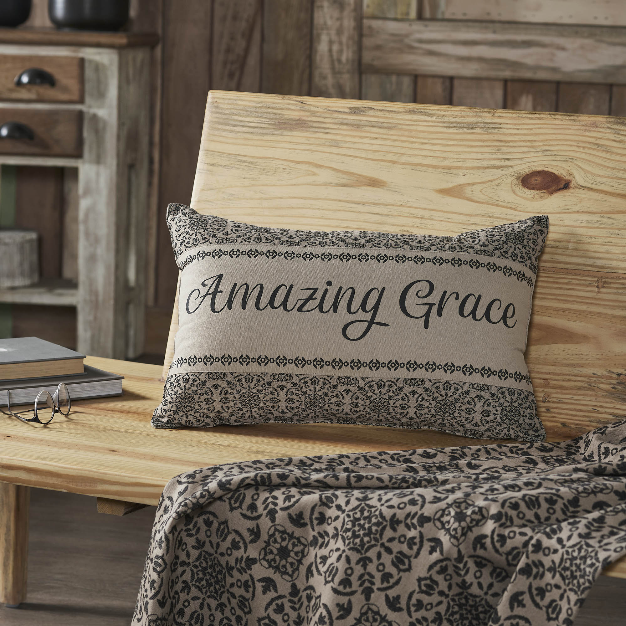 Custom House Black Tan Jacquard Amazing Grace Pillow