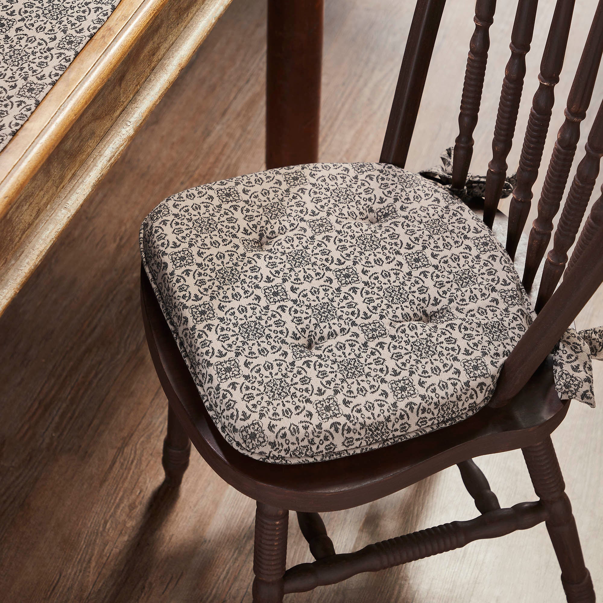 Custom House Black Natural Jacquard Chair Pad