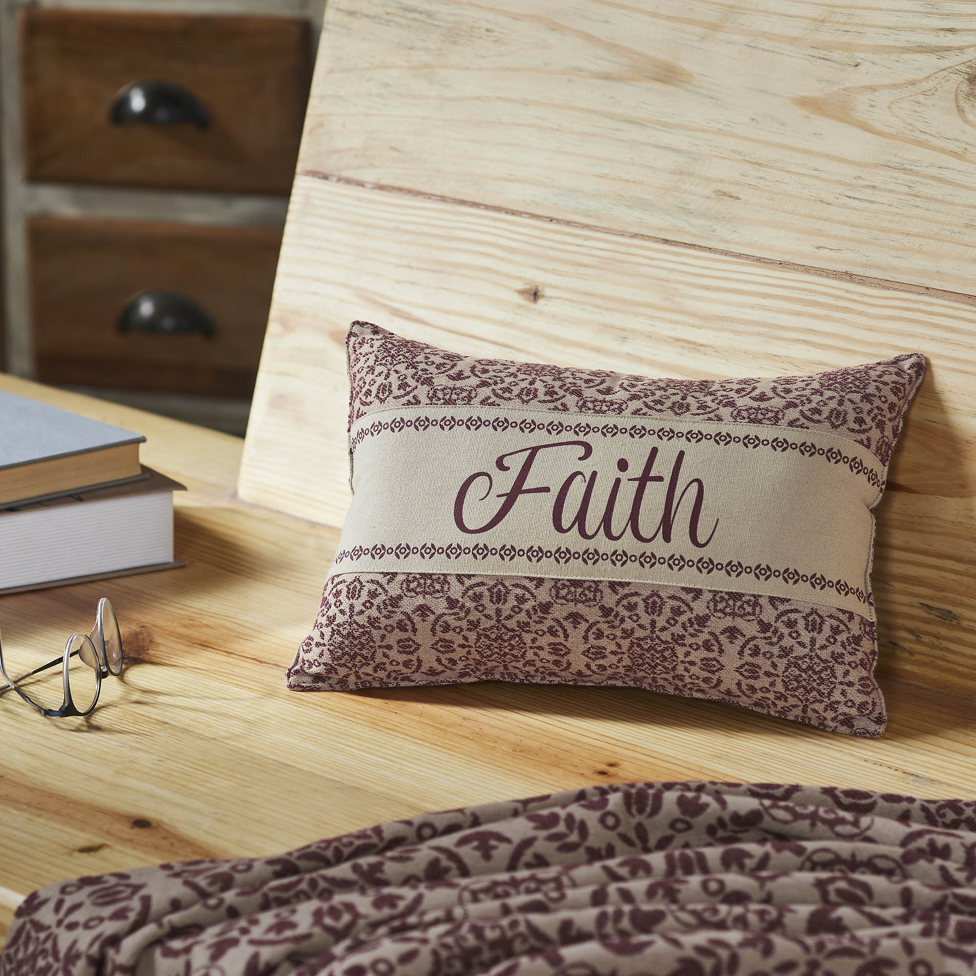 Custom House Burgundy Tan Jacquard Faith Pillow