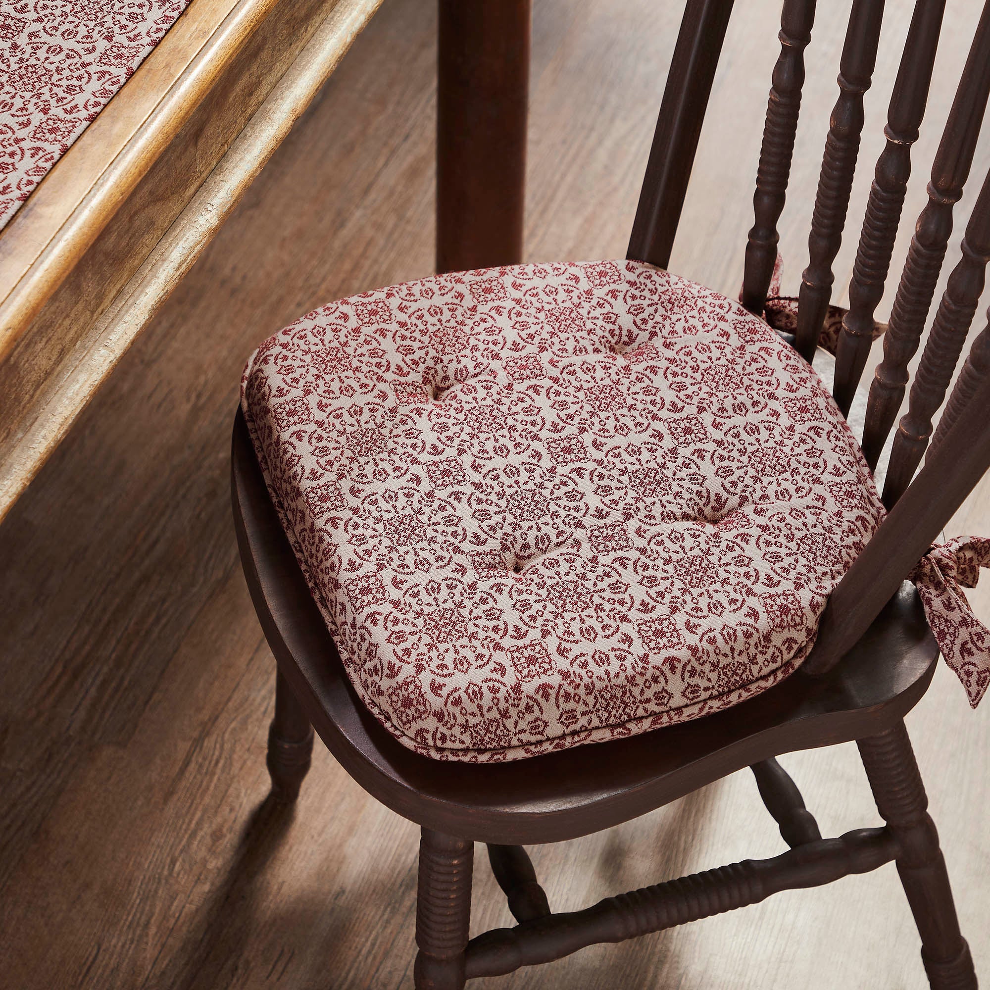 Custom House Burgundy Tan Jacquard Chair Pad