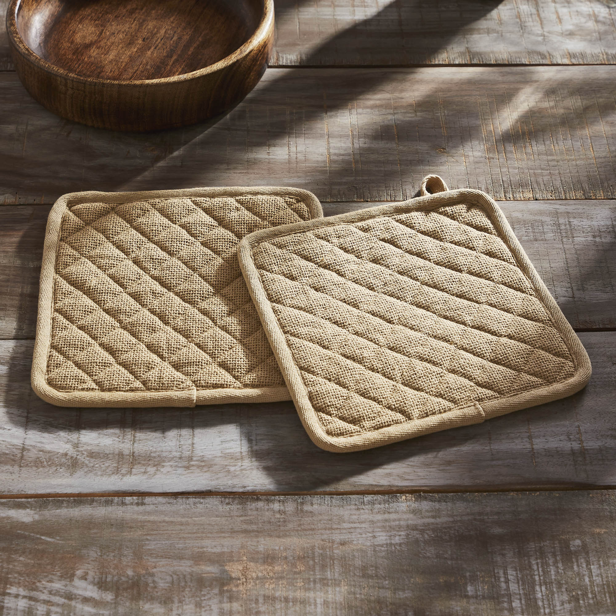 Burlap Natural Pot Holder Set of 2