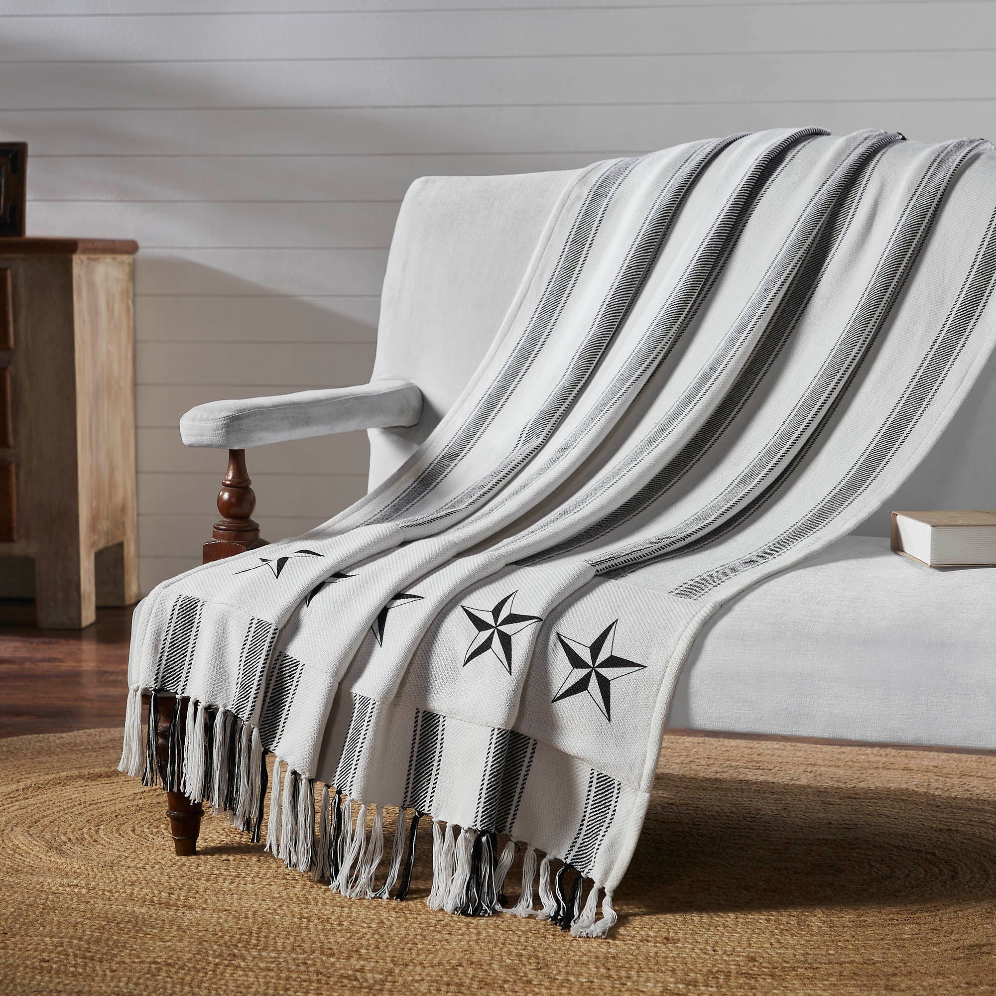 Sawyer Mill Black Ticking Stripe Woven Throw