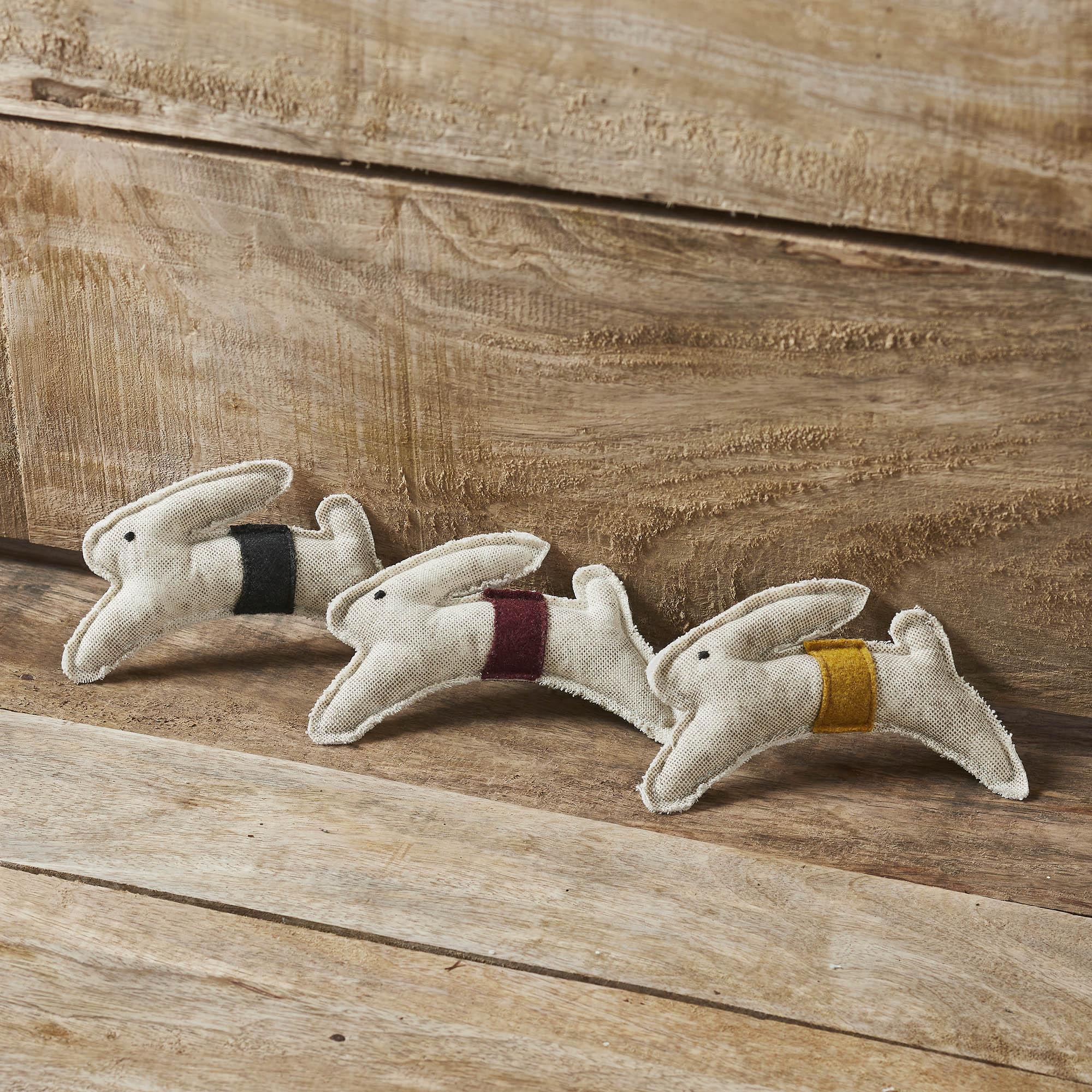 Spring In Bloom Primitive Leaping Bunny Bowl Filler Set of 3