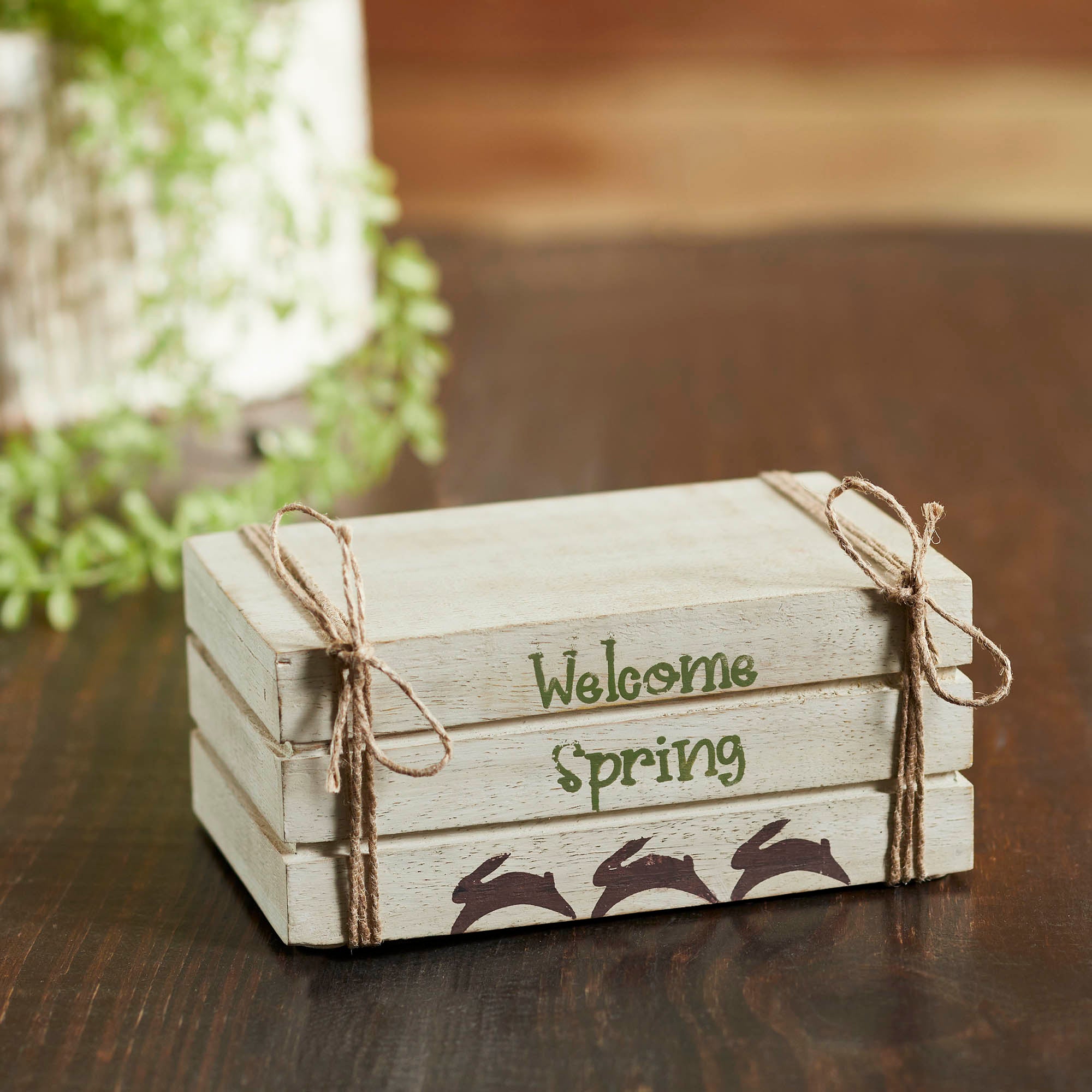Welcome Spring Faux Book Stack