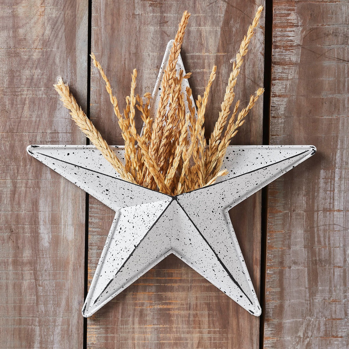 Metal Star Speckled w/ Pocket White Distressed