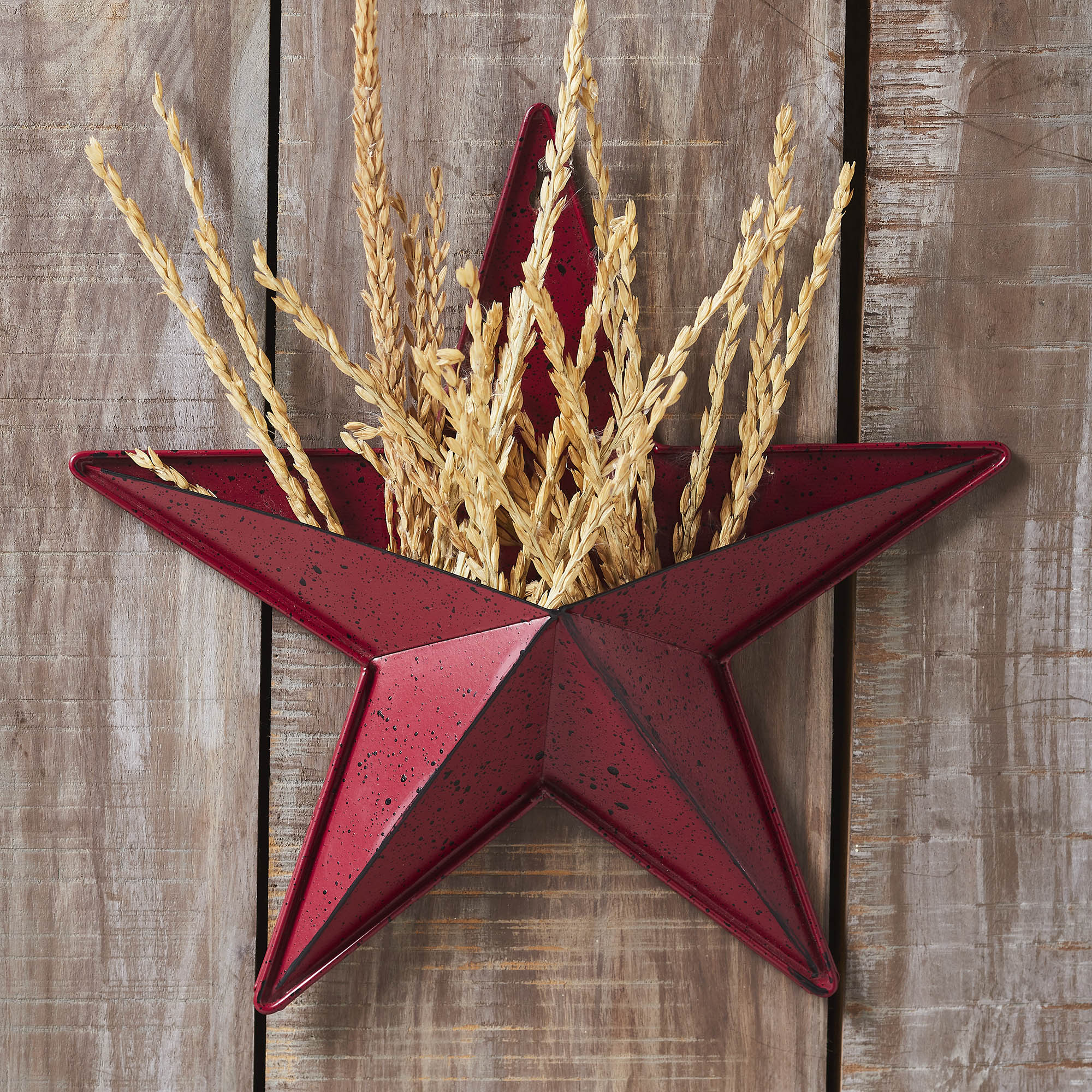 Metal Star Speckled w/ Pocket Burgundy Distressed 12x12