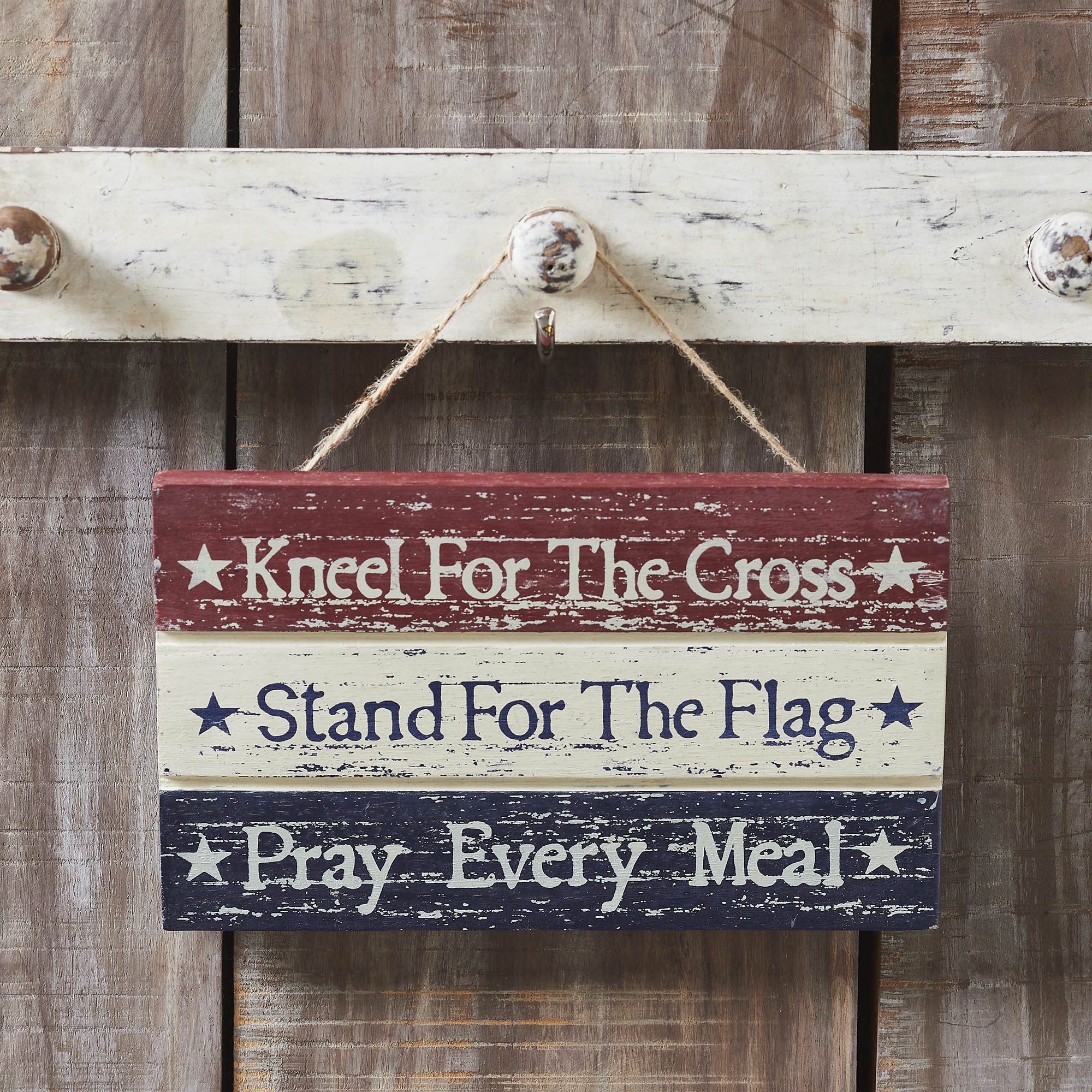 Kneel Stand Pray Wooden Sign