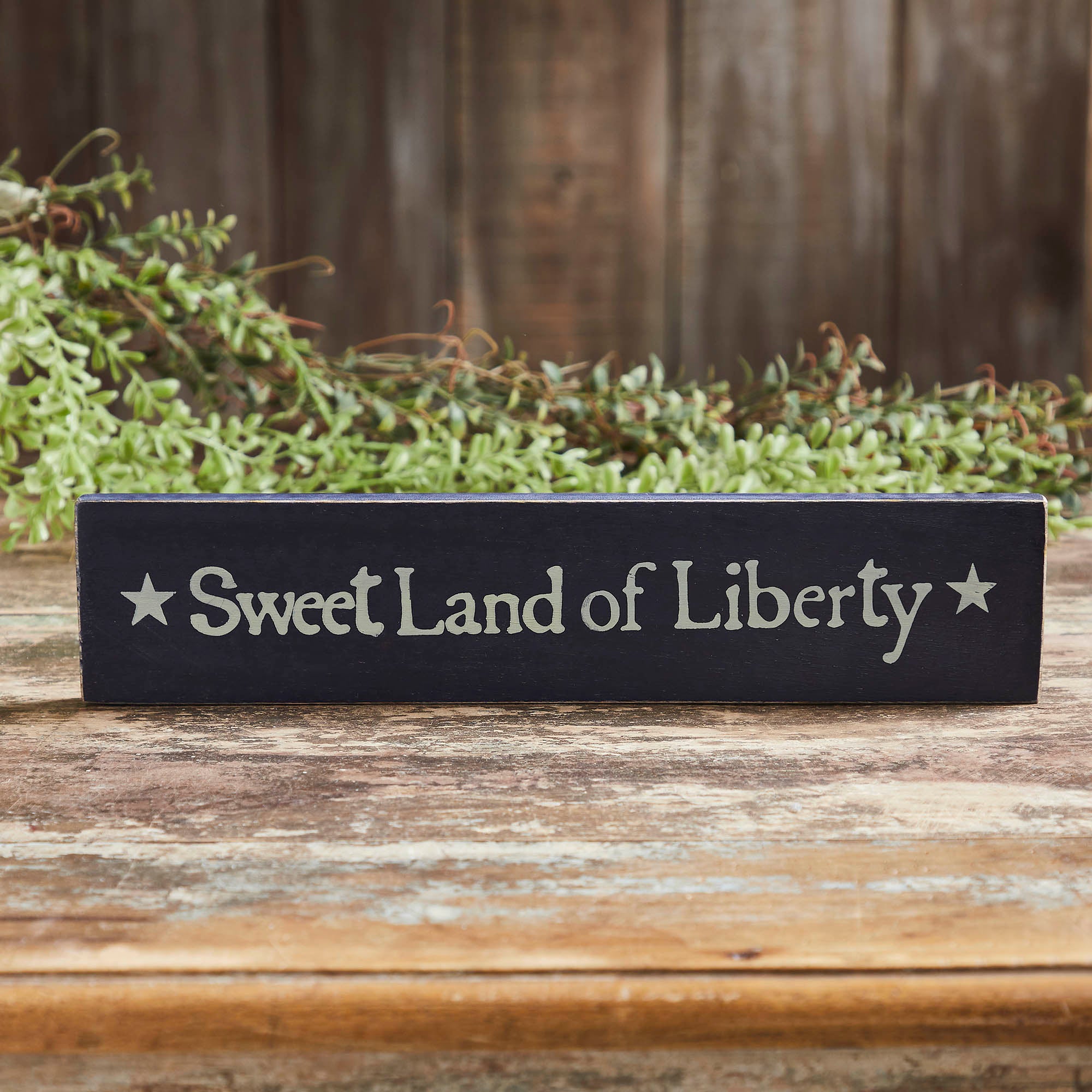 Sweet Land Of Liberty Blue Wooden Sign