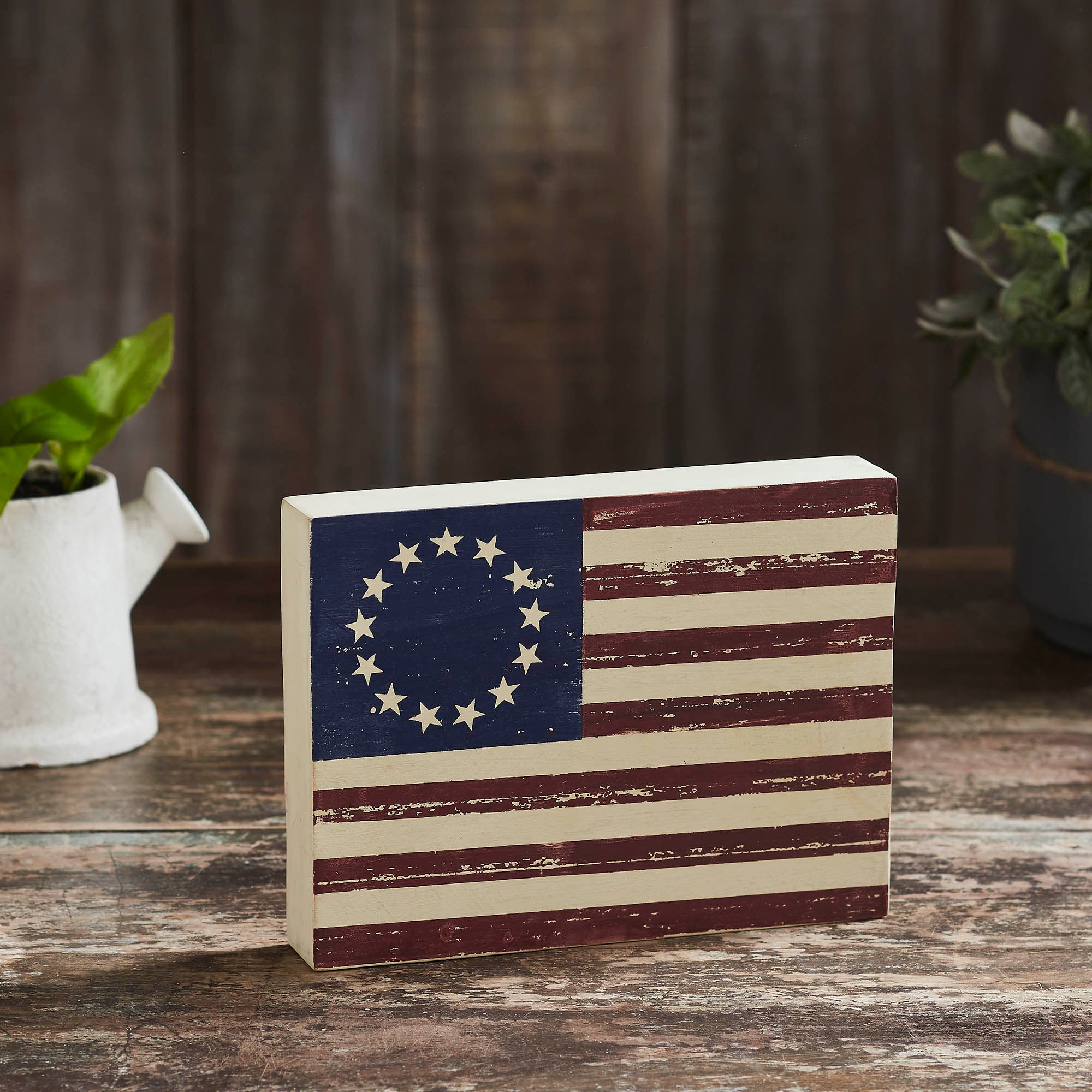 Colonial Flag Wooden Sign