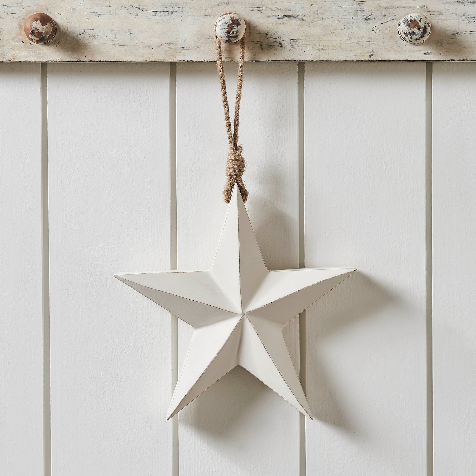 Wooden Star Ornament White