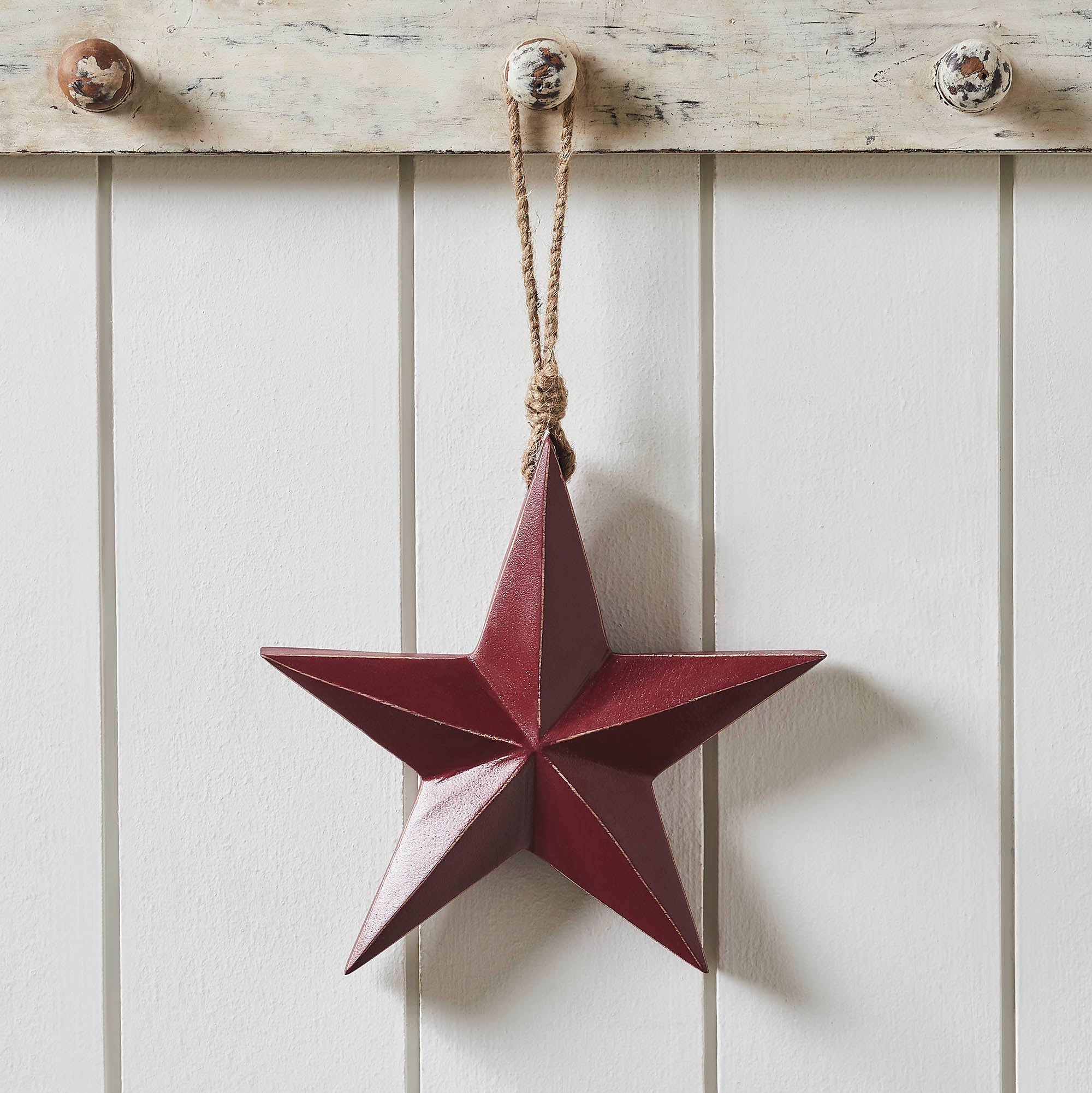 Wooden Star Ornament Red