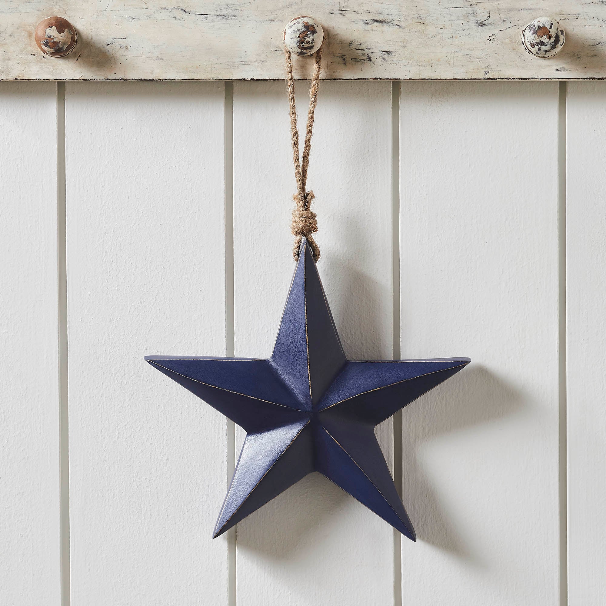 Wooden Star Ornament Blue