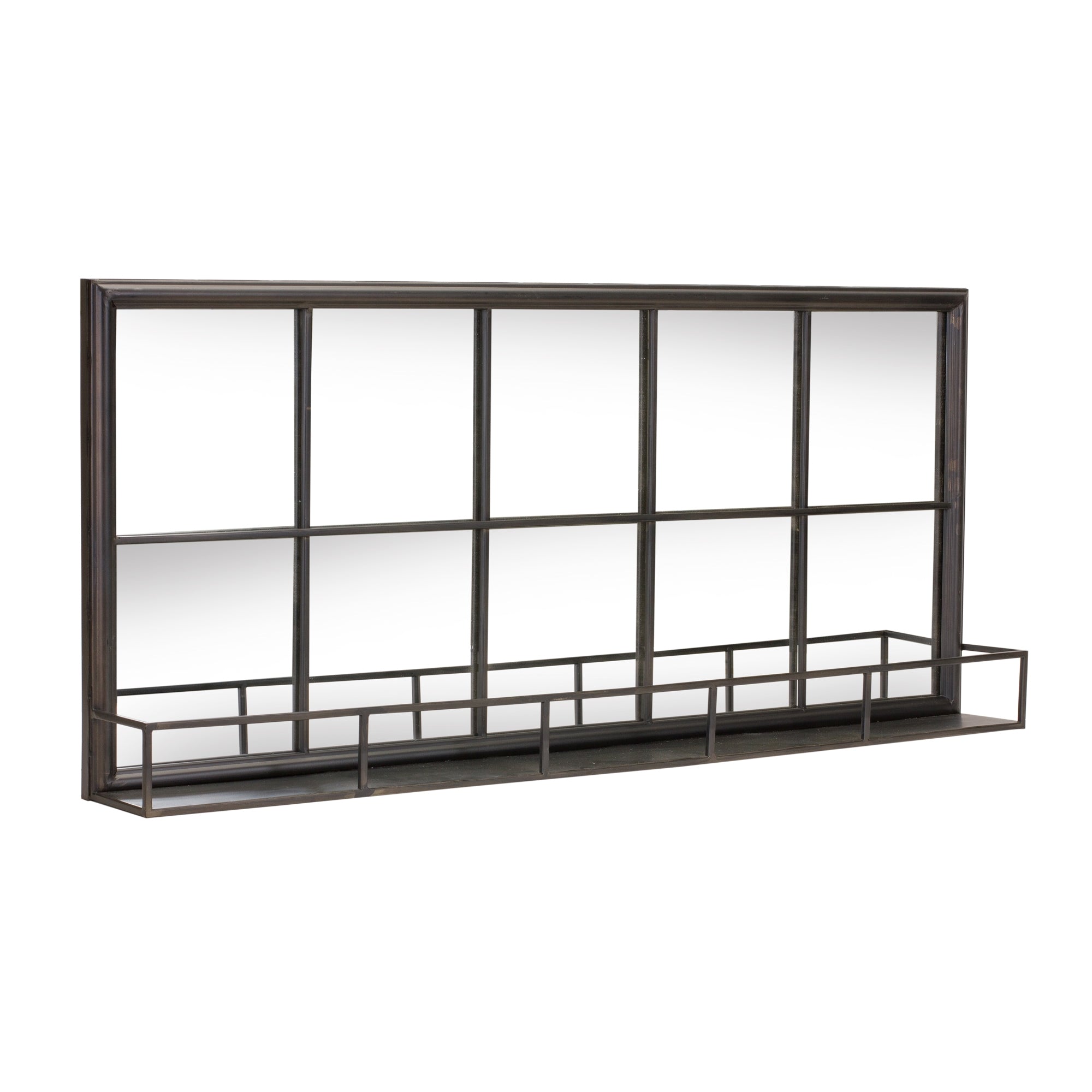 Mirror w/Shelf 39.75"L x 17.75"H Iron/Wood/Glass