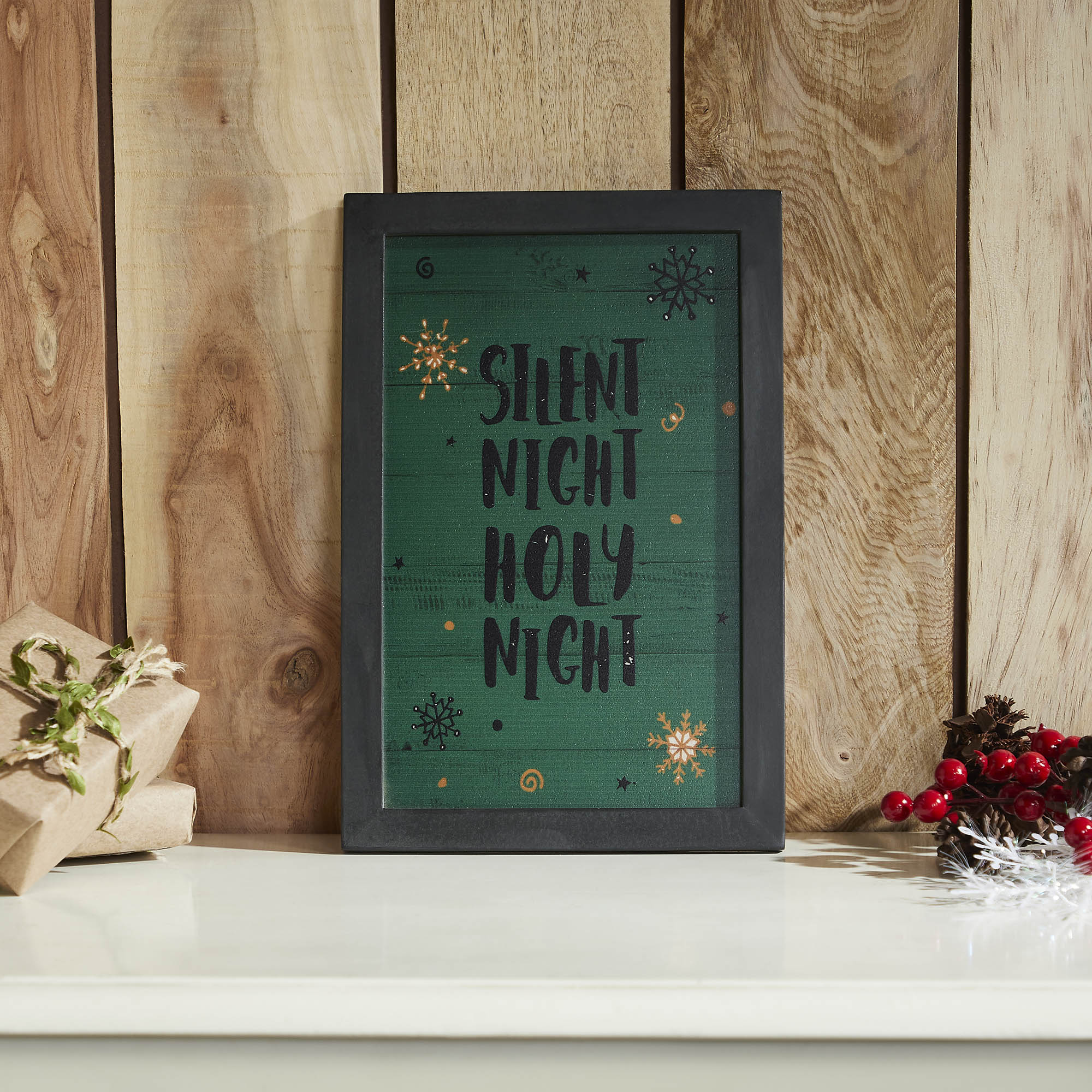 Silent Night Holy Night Framed Wall Hanging Sign