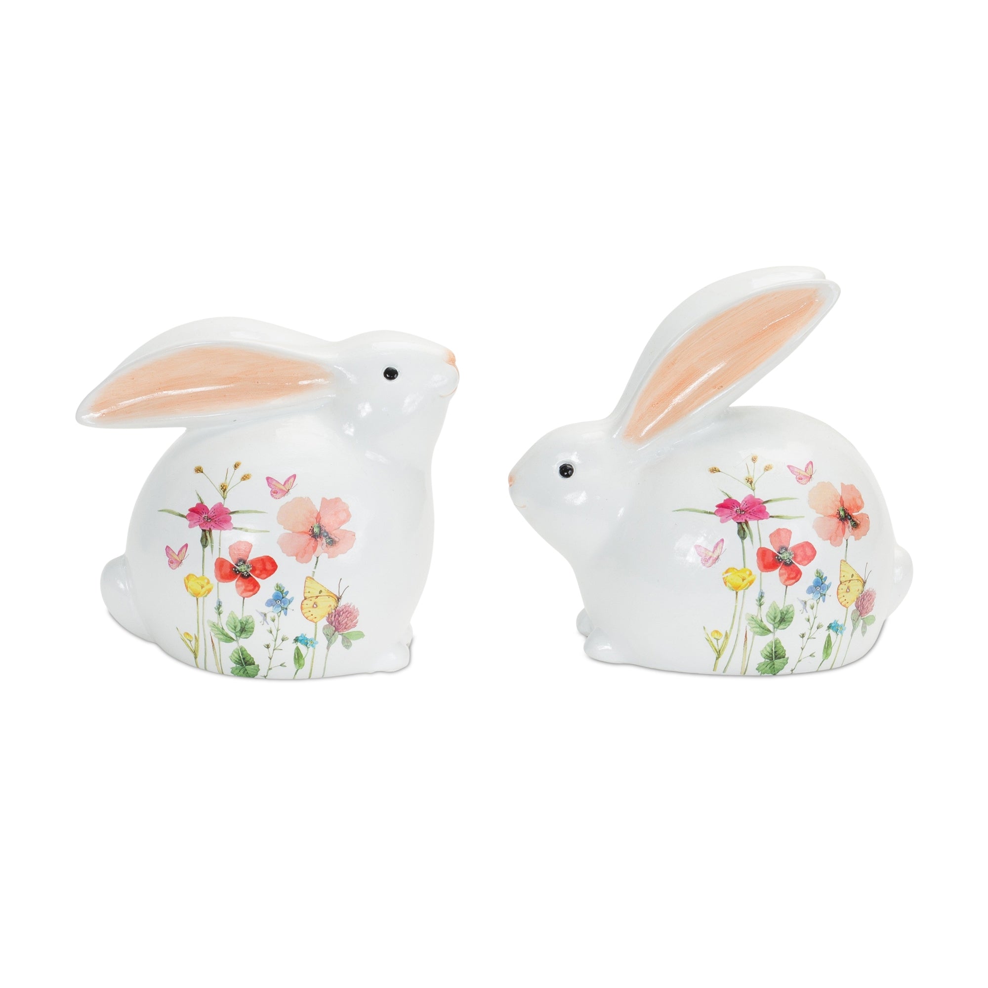 Floral Bunny (2 Asst) 5.5"H, 6.25"H Terra Cotta