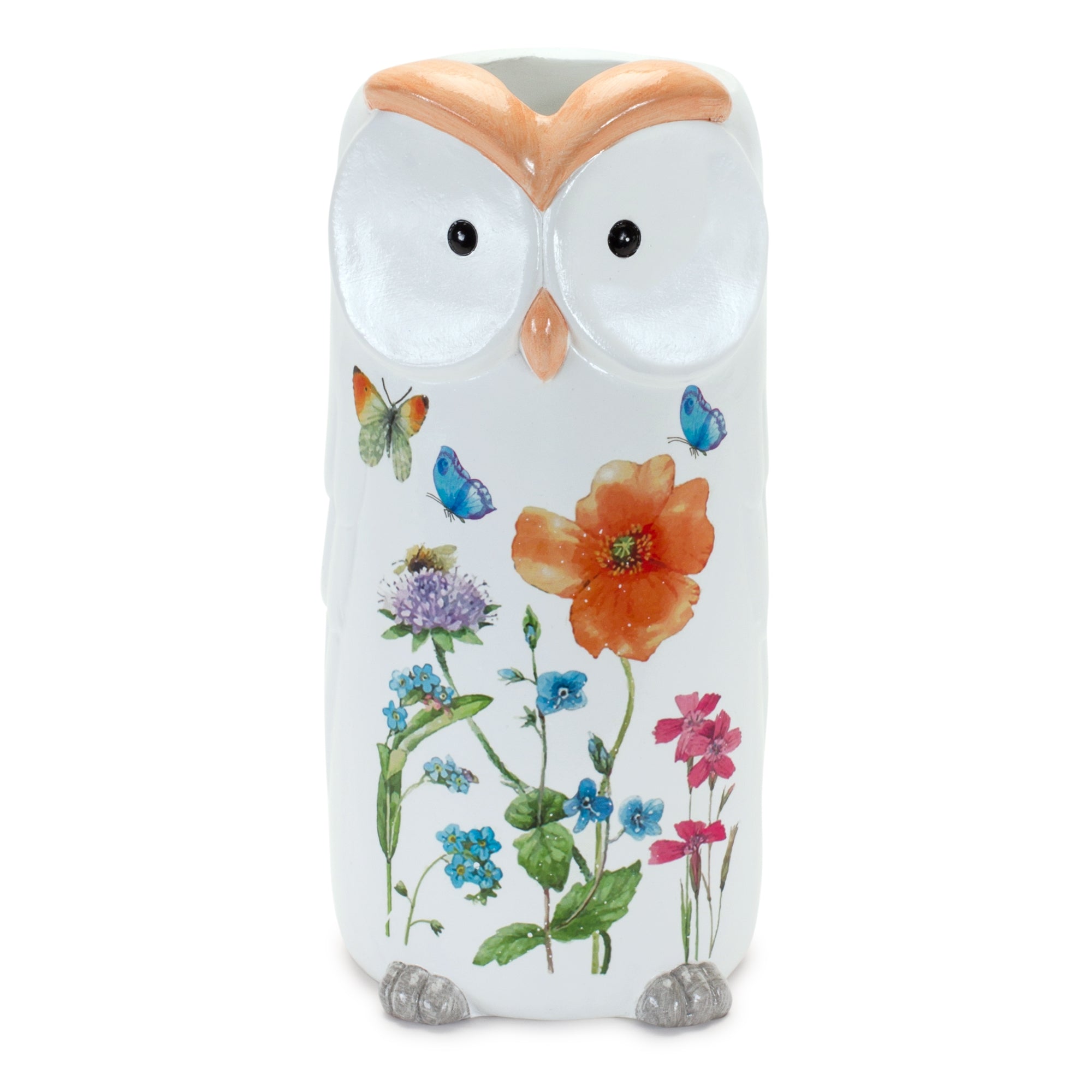 Floral Owl Planter 4.5"D x 9.5"H Terra Cotta