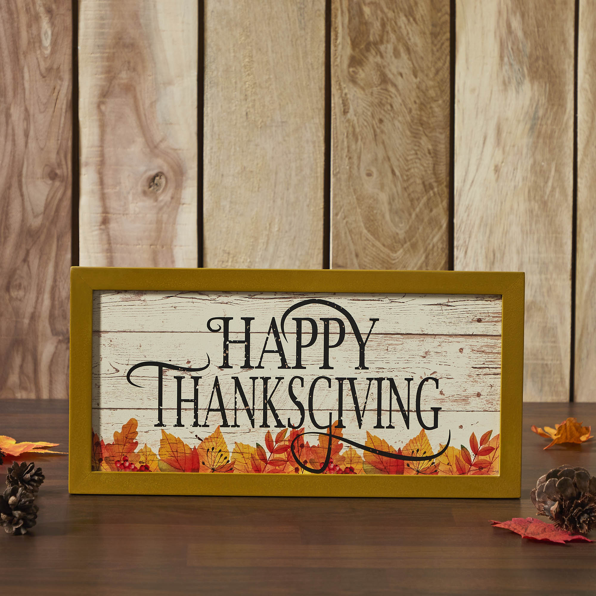 Shiplap Rustic Thanksgiving Wall Sign, Fall Autumn Leaves Farmhouse Home Decor Plaque