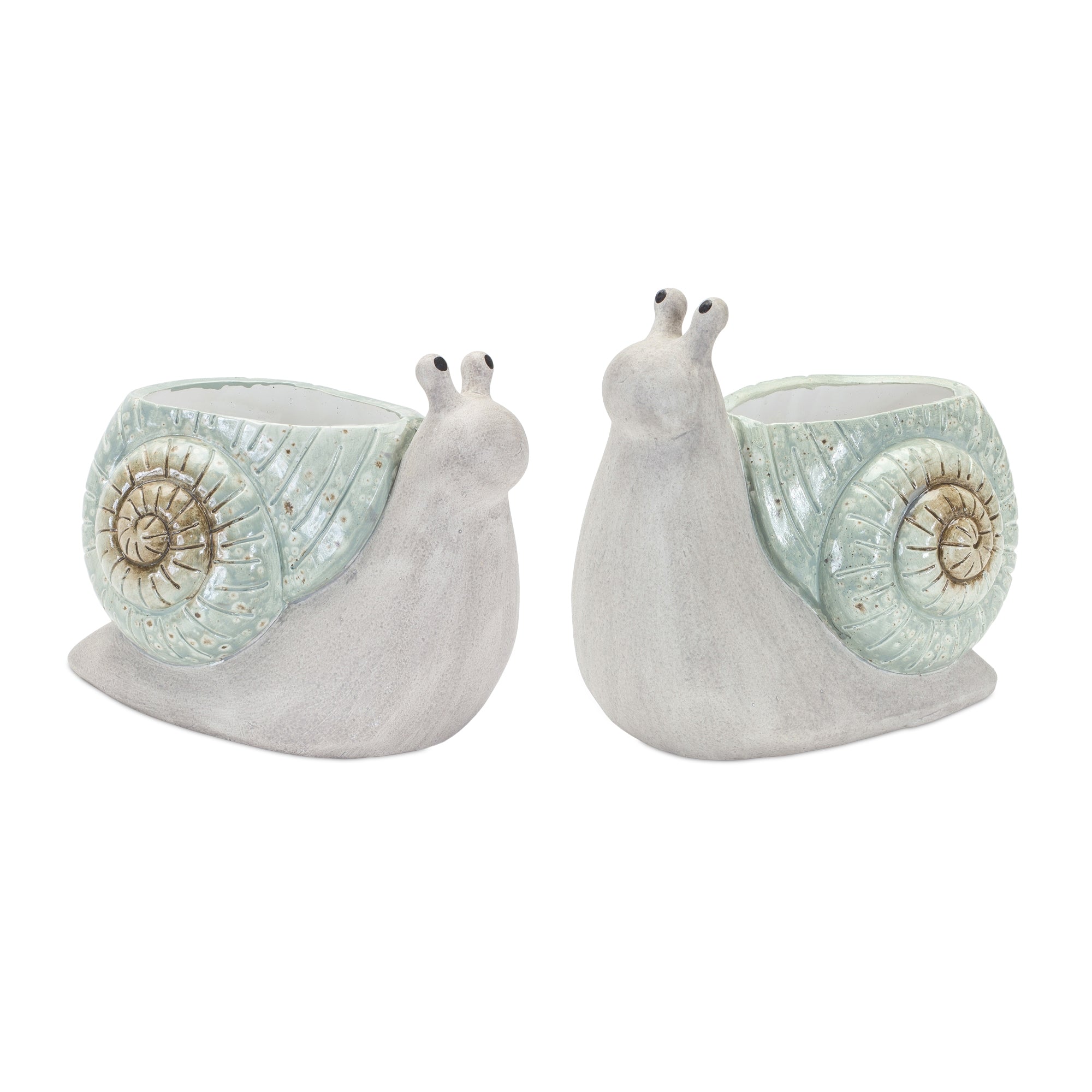 Snail Planter (2 Asst) 8.25"L x 6.5"H, 7.25"L x 7"H Terra Cotta