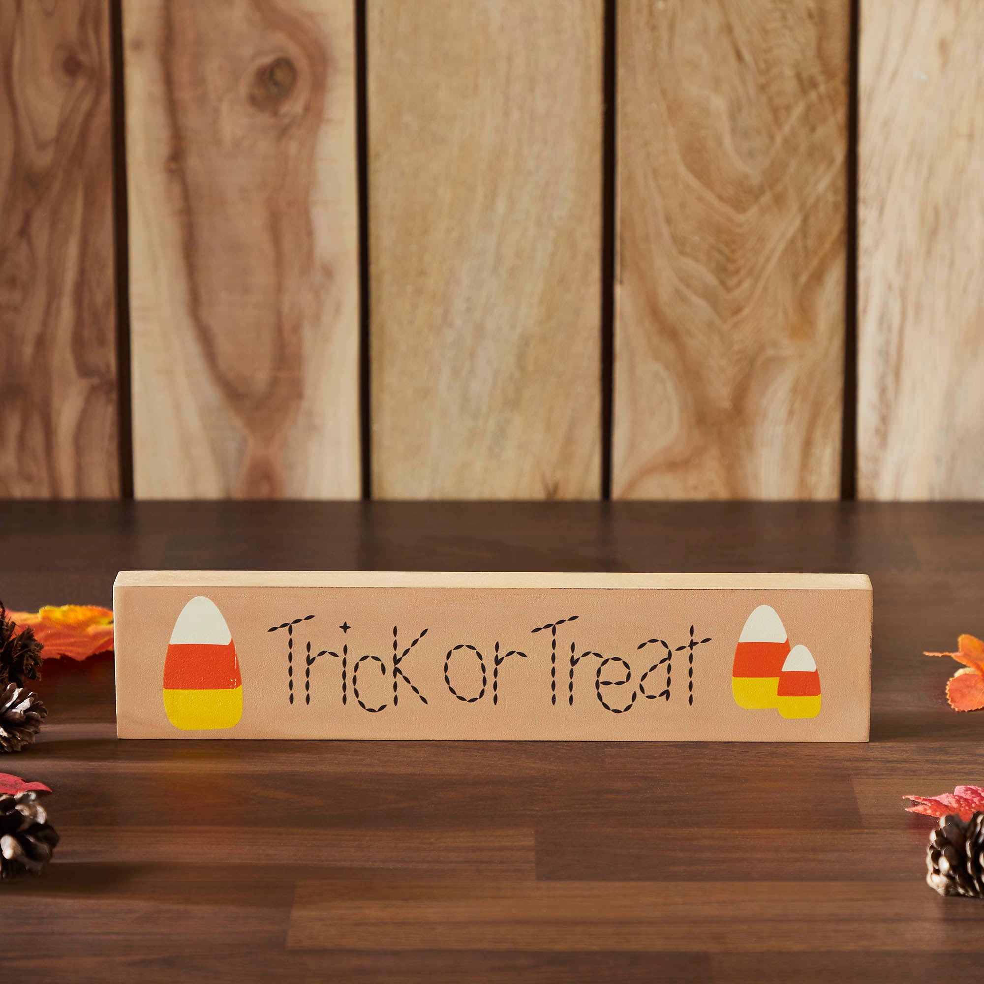 Halloween Trick or Treat Candy Corn MDF Wall Decor Sign Festive Fall Accent