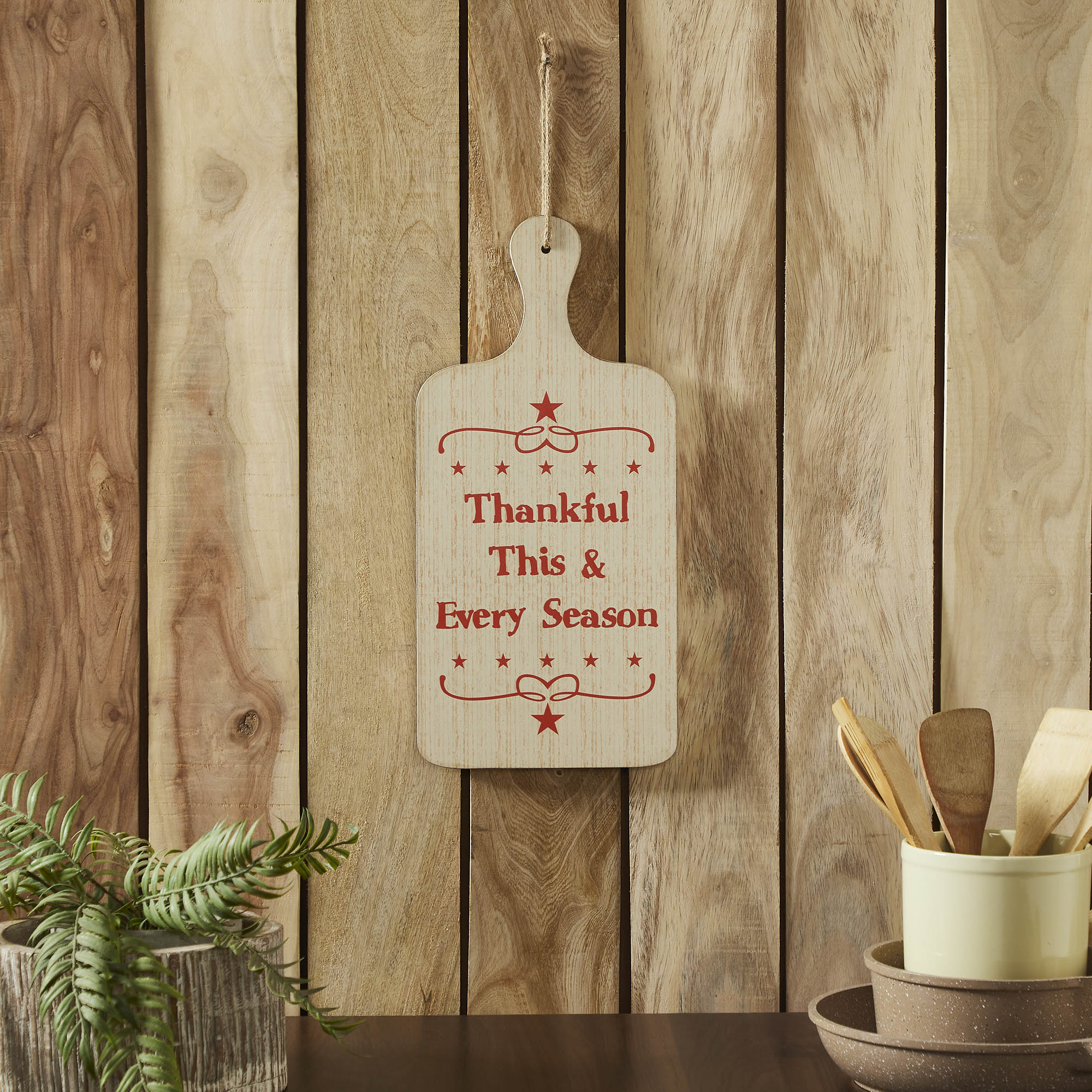 Thankful This & Every Season Farmhouse Rustic Wood MDF Cutting Board Wall Decor Sign