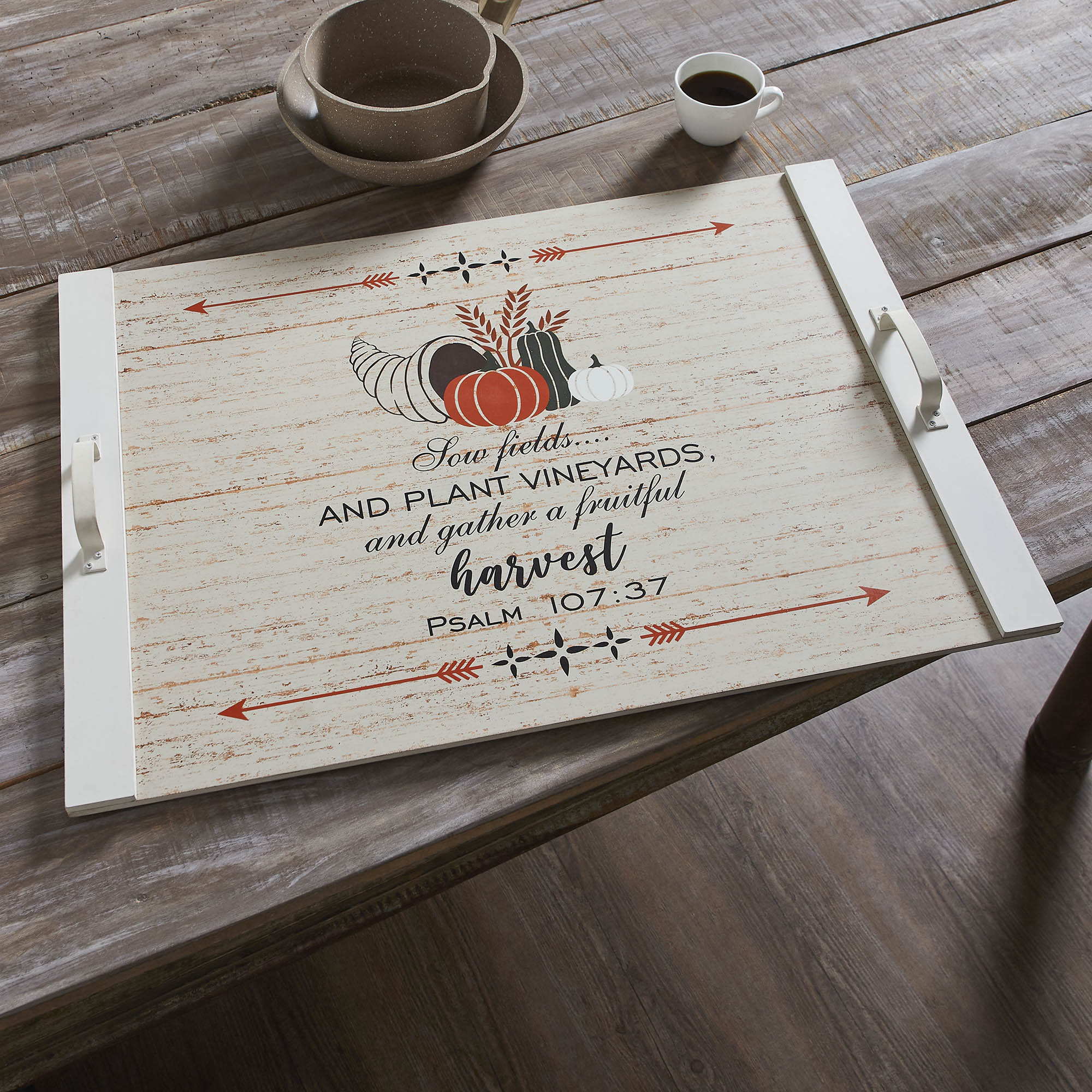 Farmhouse Wooden Noodle Board Stove Top Cover Psalm 107:37 Harvest Kitchen Decor Inches