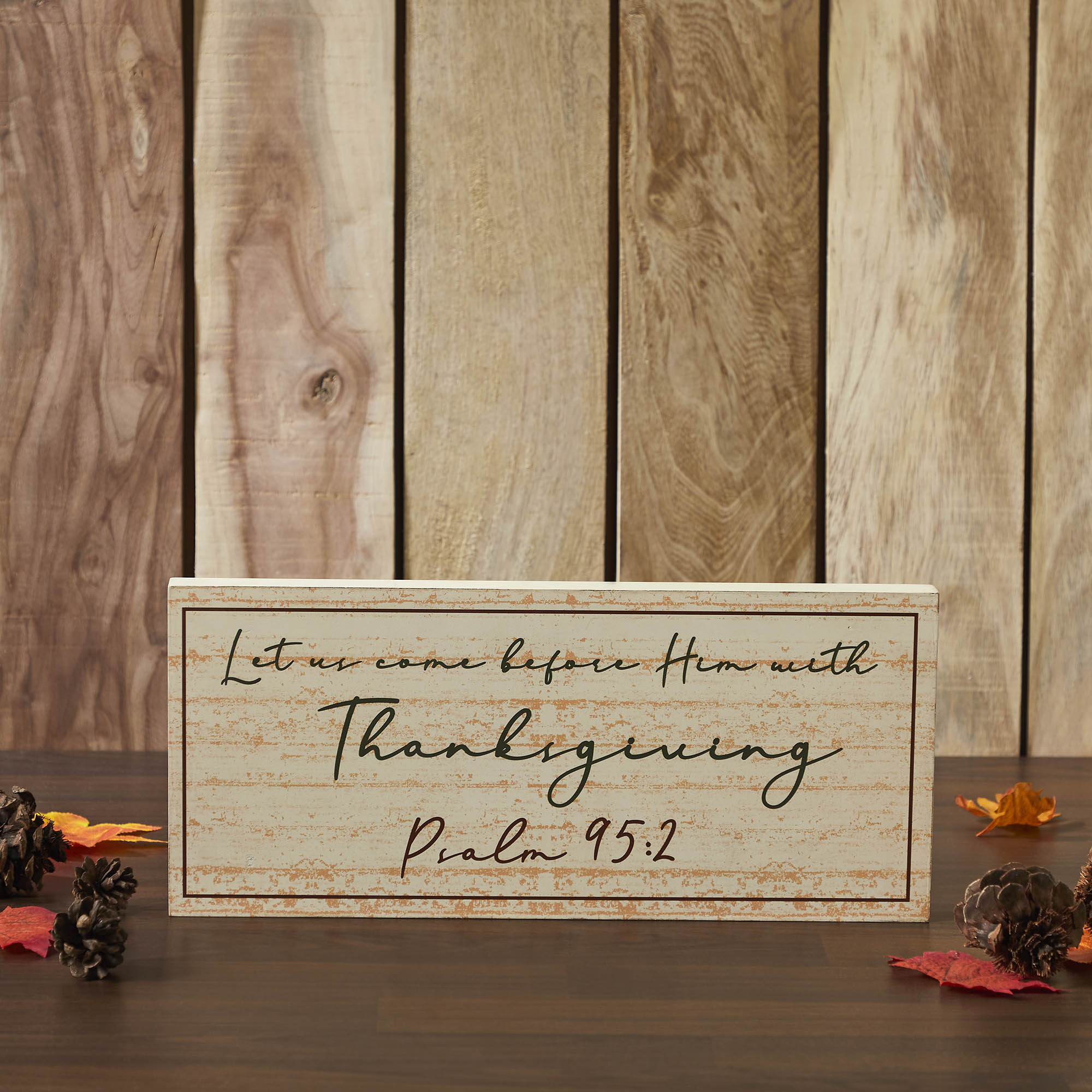 Christian Scripture Wall Art Sign Psalm 95:2 Let Us Come Before Him Inspirational Bible Verse MDF Plaque