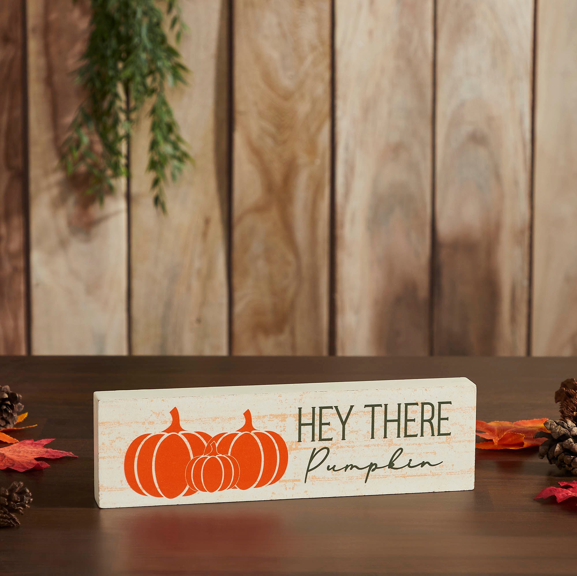 Hey There Pumpkin Cream MDF Fall Wall Sign Farmhouse Autumn Harvest Decor